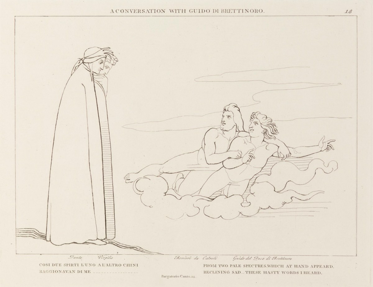 John Flaxman RA, 'A Conversation with Guido Brettinoro' (from The Divine Comedy, Purgatory)