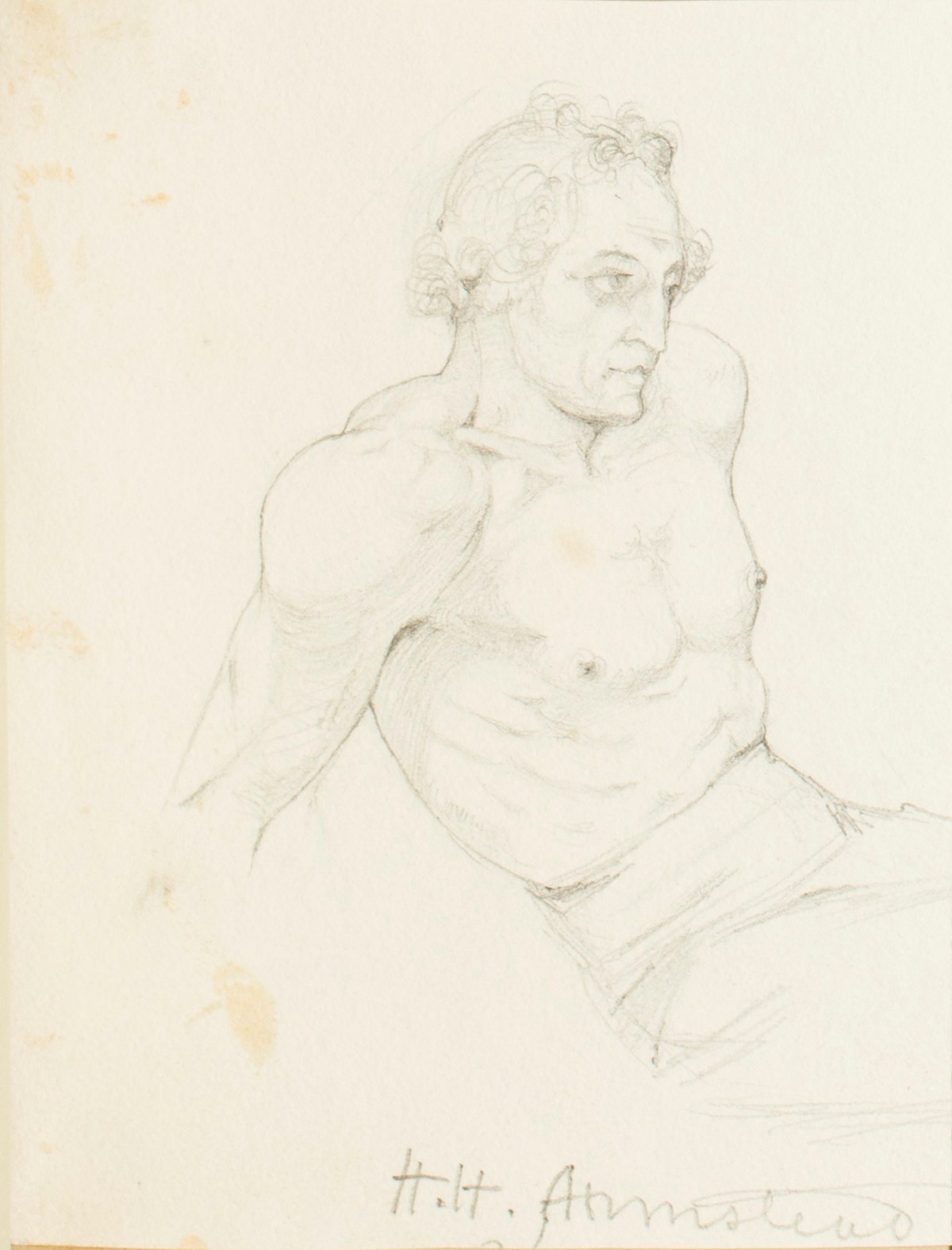 Henry Hugh Armstead RA, Half-length study of a reclining male nude