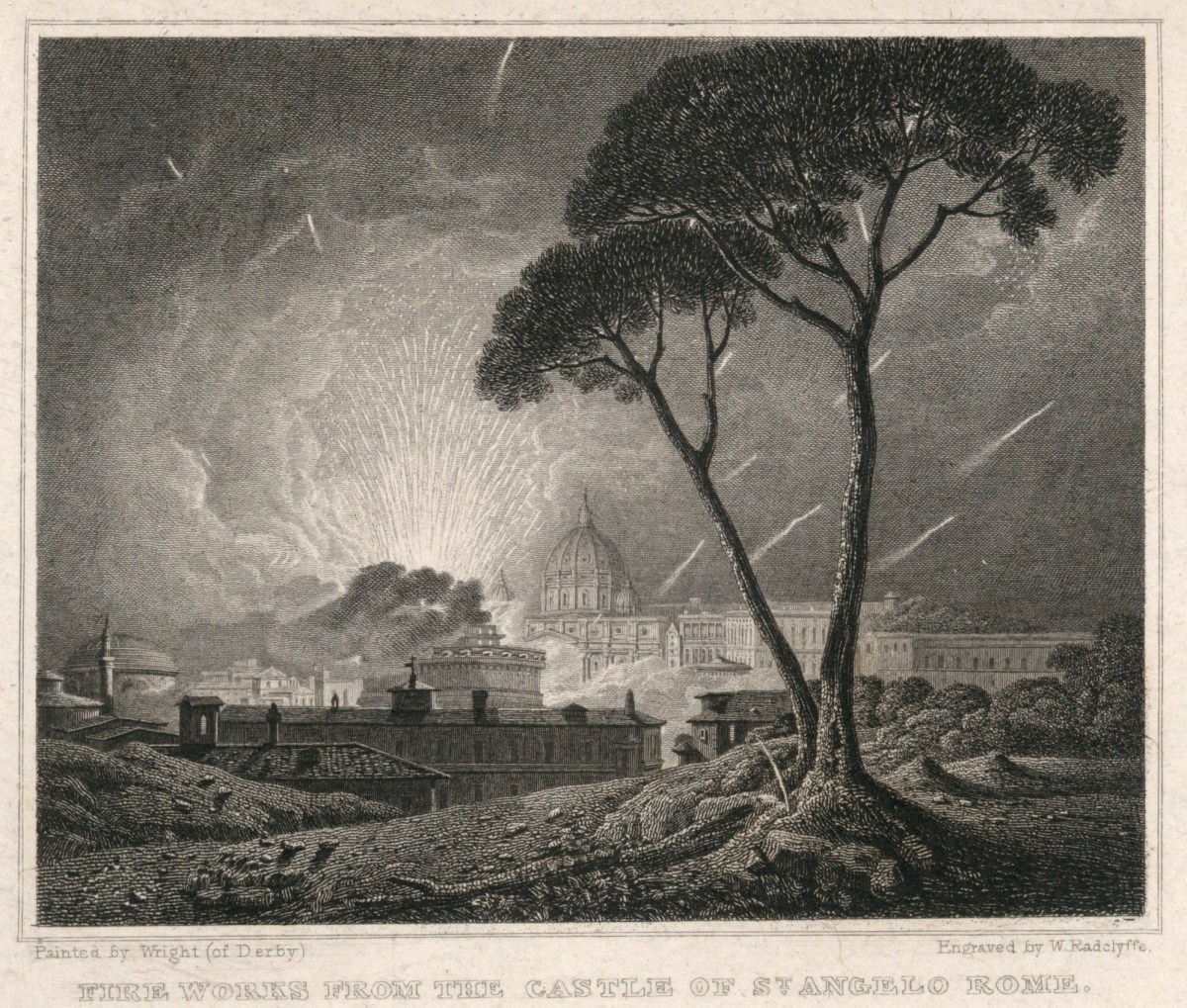 William Radclyffe, Fire Works from the Castle of St Angelo, Rome