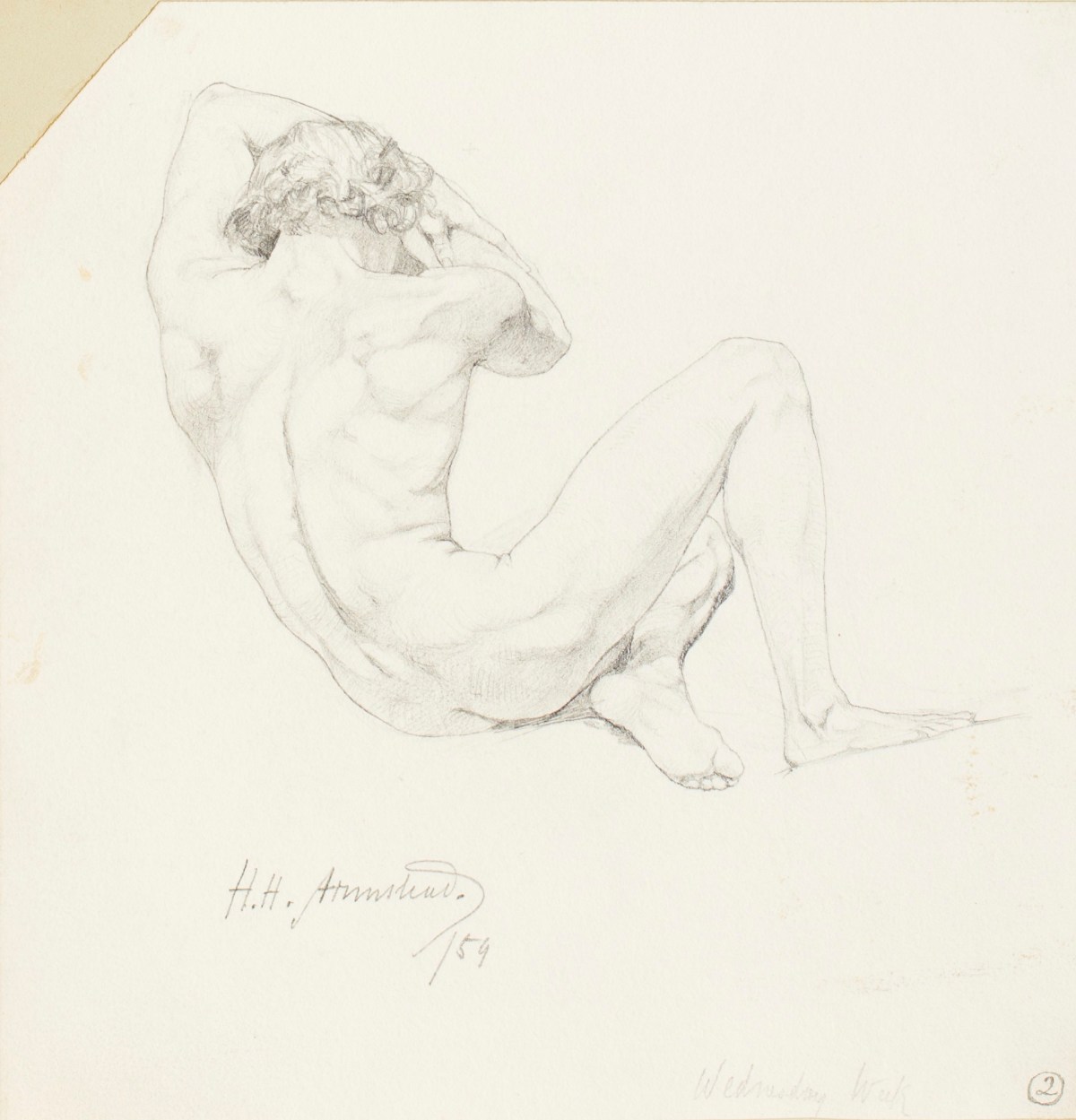 Henry Hugh Armstead RA, Nude study of a male figure for the Pakington Shield