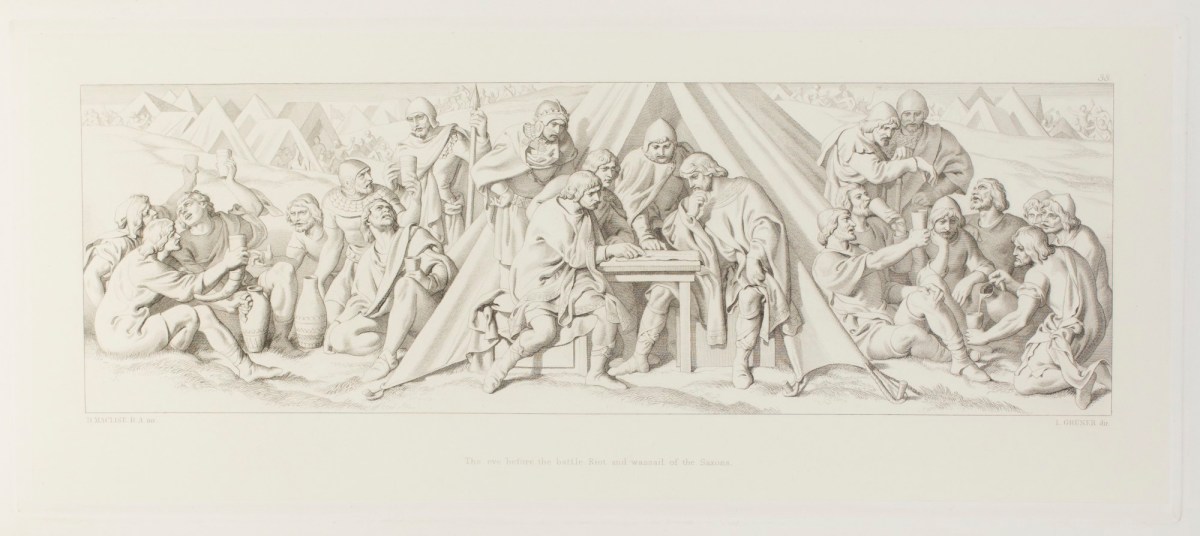 Daniel Maclise RA, The eve before the battle. Riot and wassail of the Saxons
