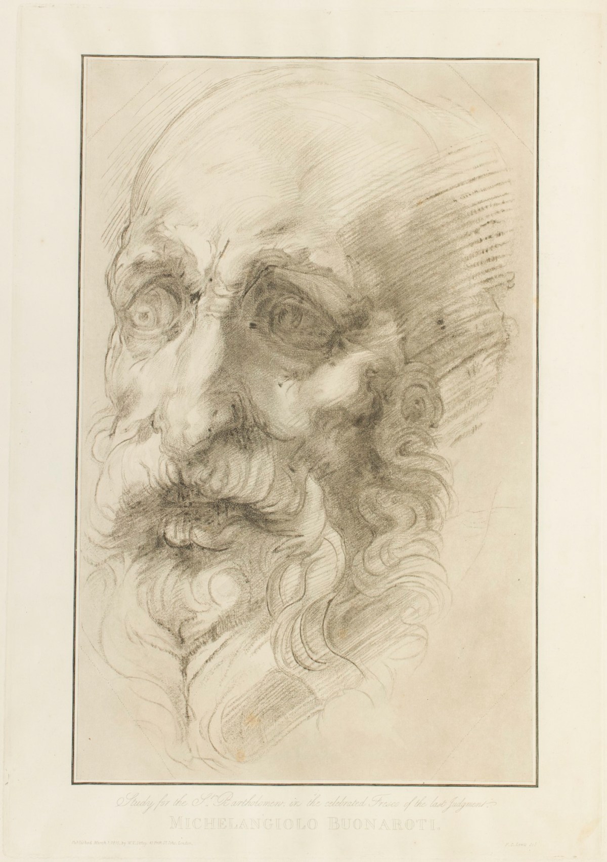Study for the head of St. Bartholomew, in the painting of the last  judgment' after a drawing attributed to Michelangelo Buonarroti | Works of  Art | RA Collection | Royal Academy of Arts