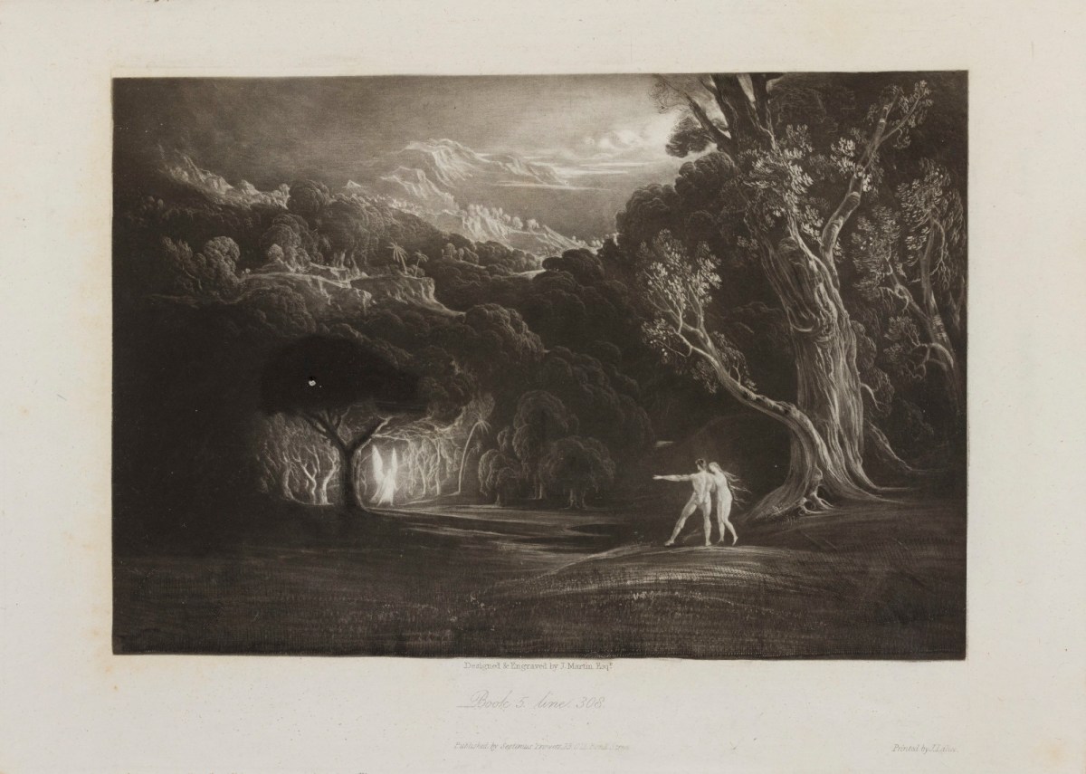 John Martin, Adam and Eve behold the angel Raphael