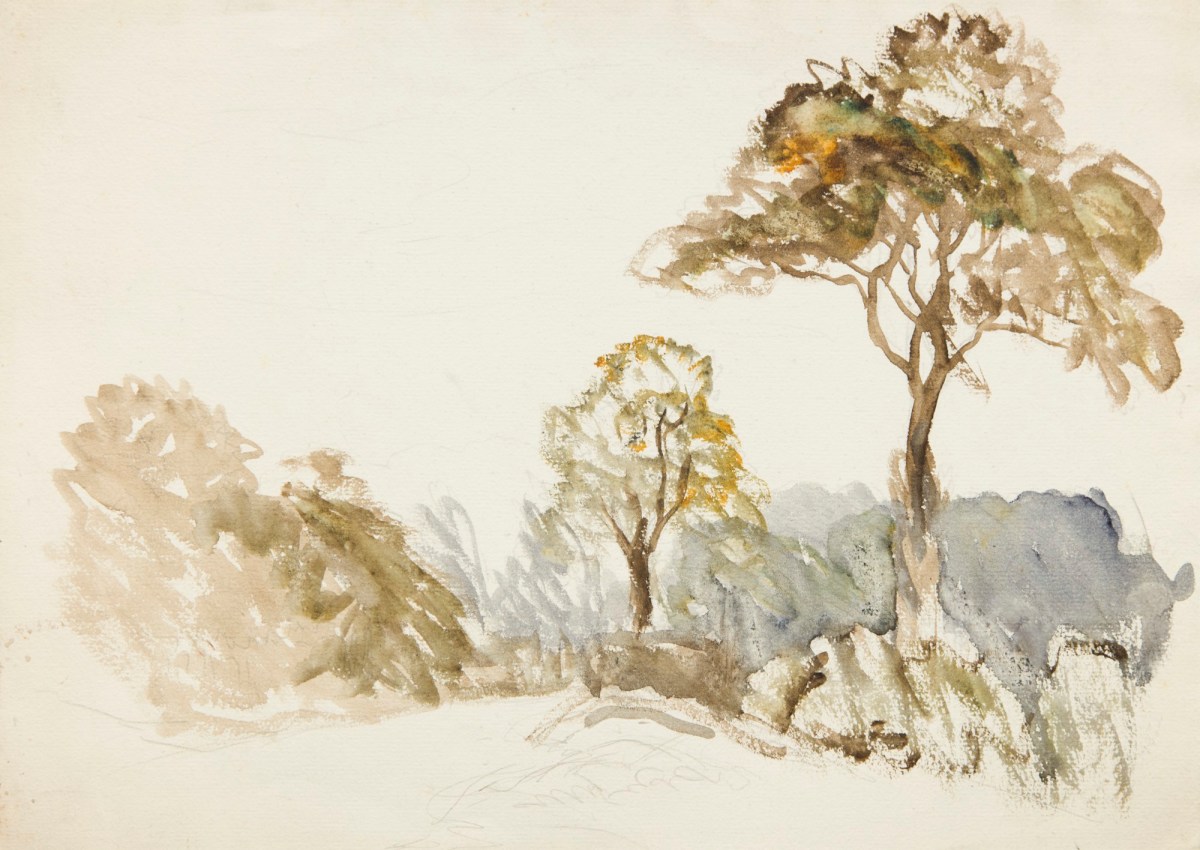 Sir George Clausen RA, Sketch of trees in a landscape