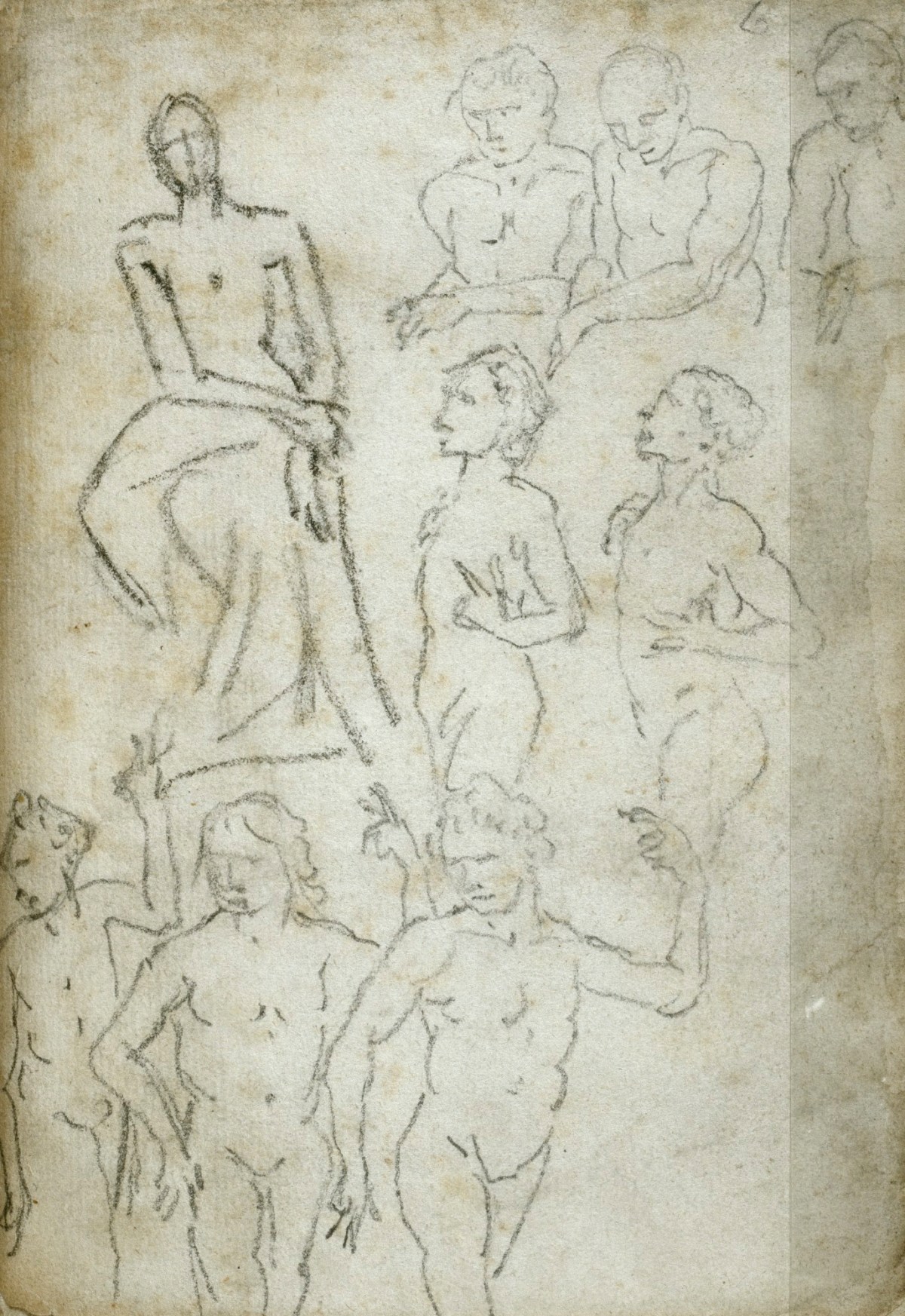Benjamin West PRA, Leaf from a sketchbook with figure sketches