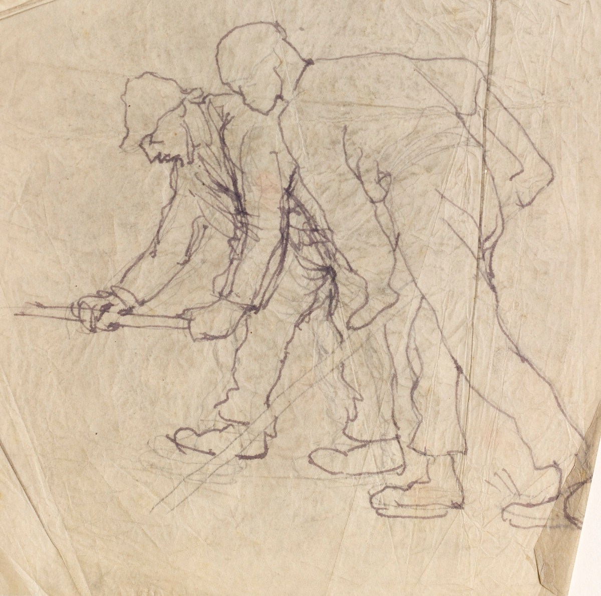 Sir George Clausen RA, Figure outlines for a hoeing subject, relating to 'Sons of the Soil'
