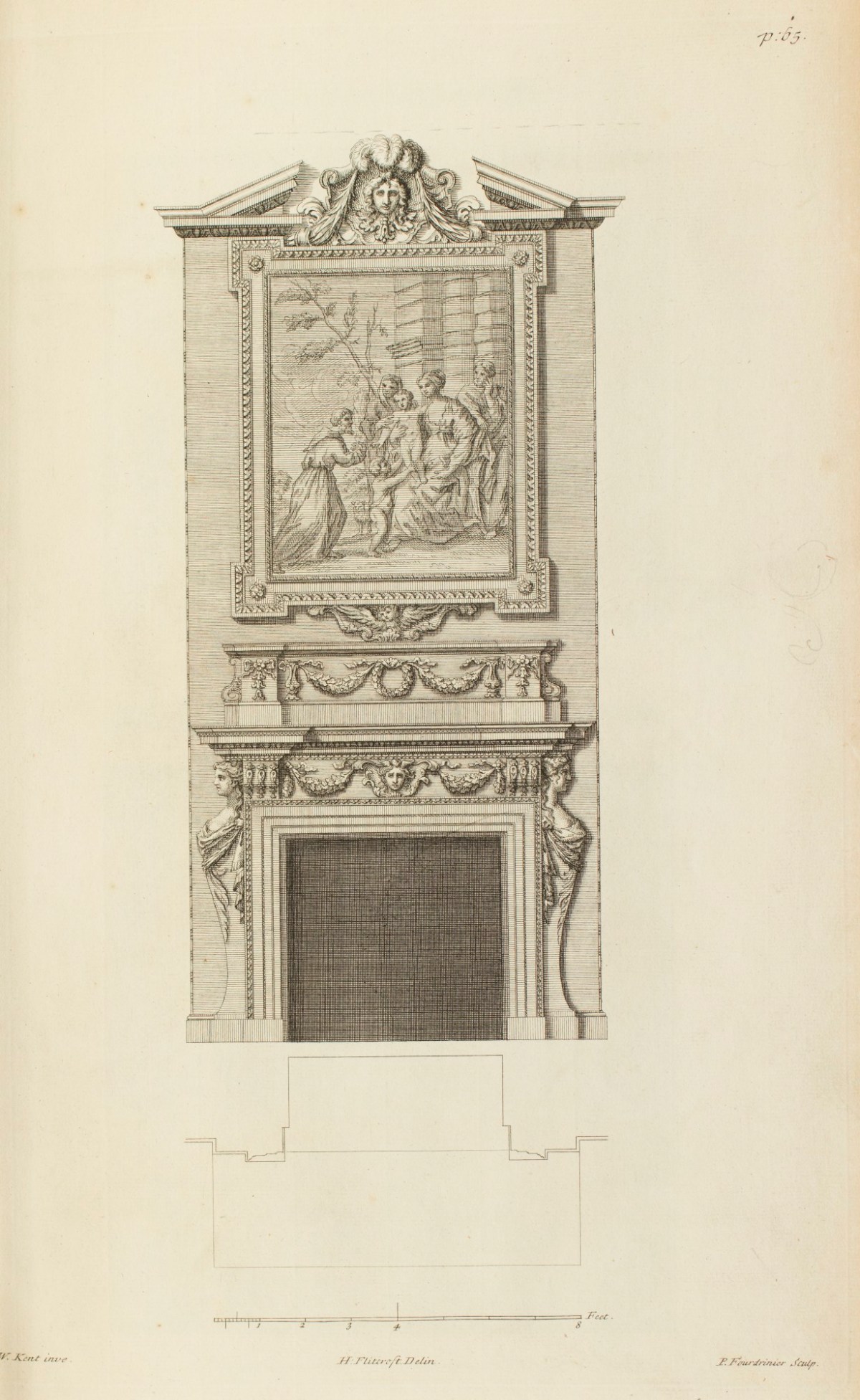 William Kent, A chimney-piece in the Drawing Room at Kensington