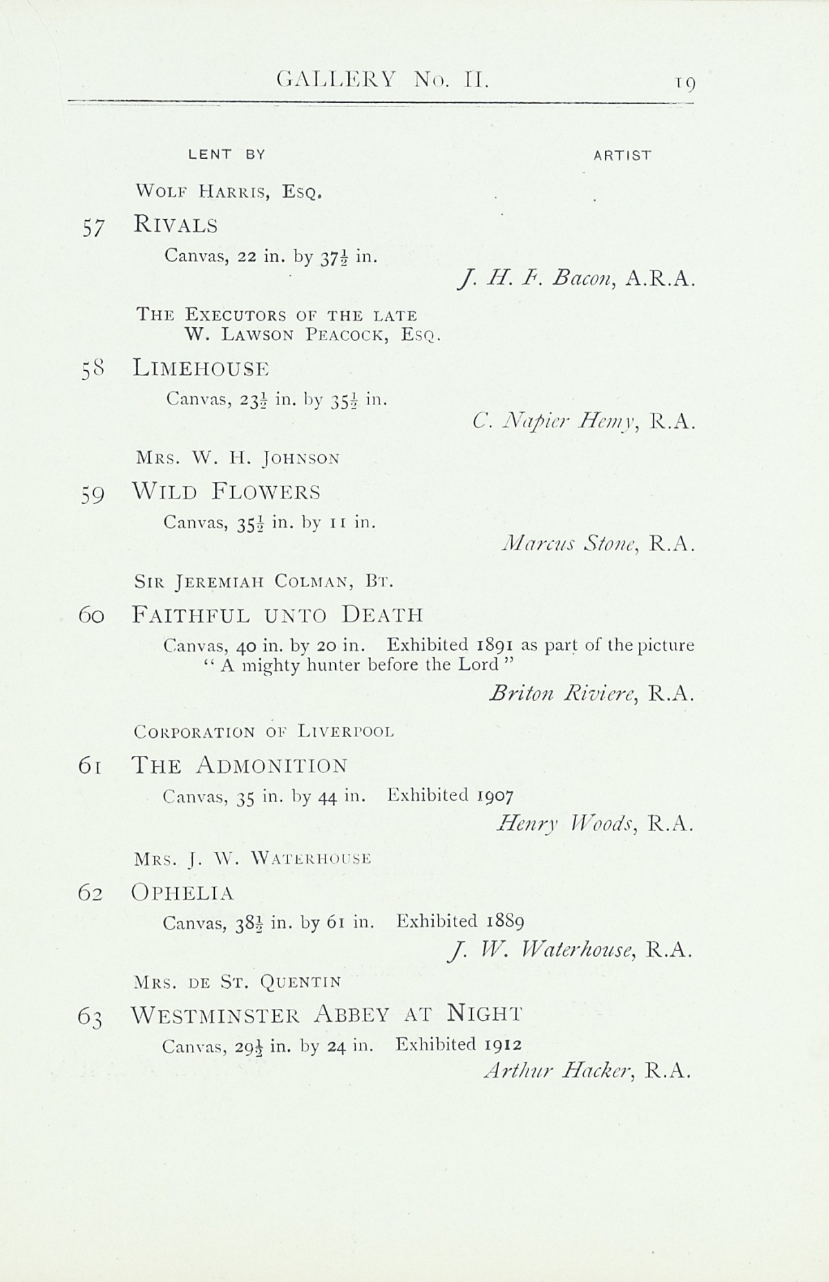 Page 21 of 1922 - Exhibition of Works by recently deceased Members of the Royal Academy