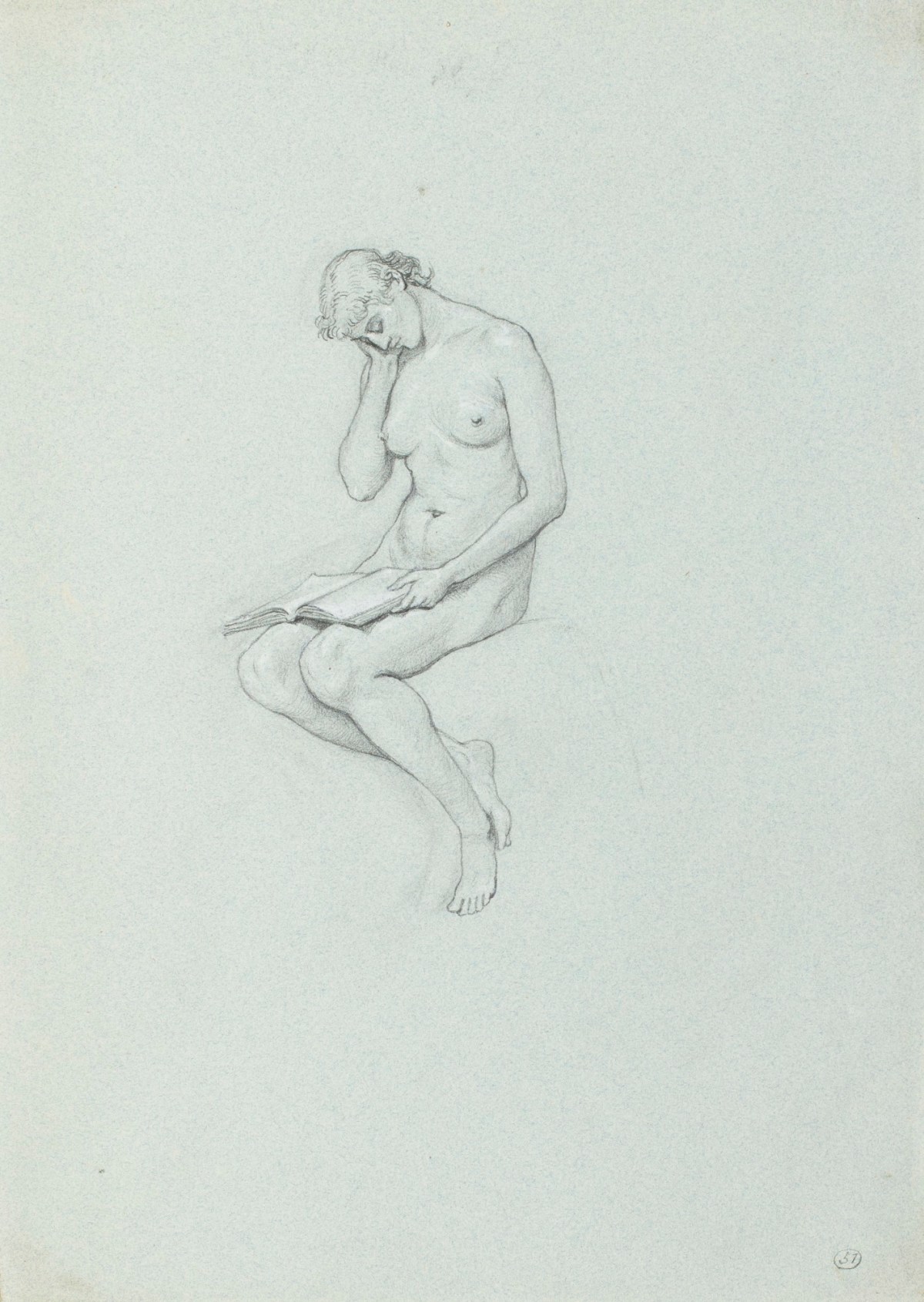 Henry Hugh Armstead RA, Nude study of a seated female figure for the memorial to Mrs. Craik, Tewkesbury