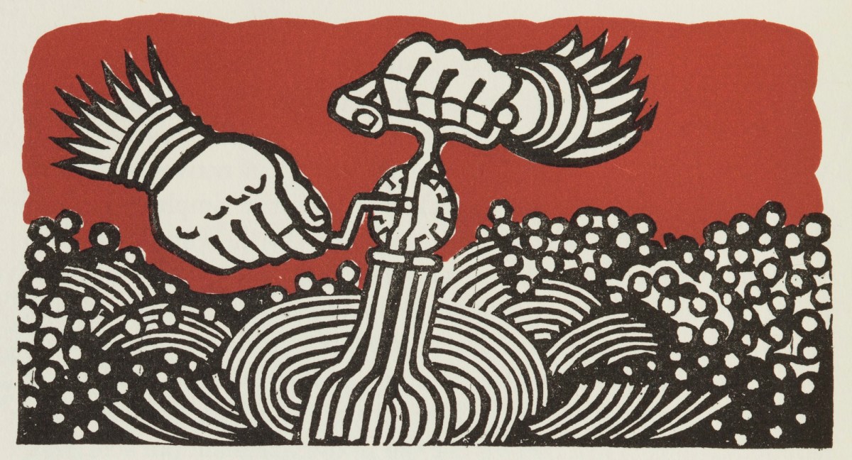 Edward Bawden RA, Whipping latex into foam using a cake-whisk
