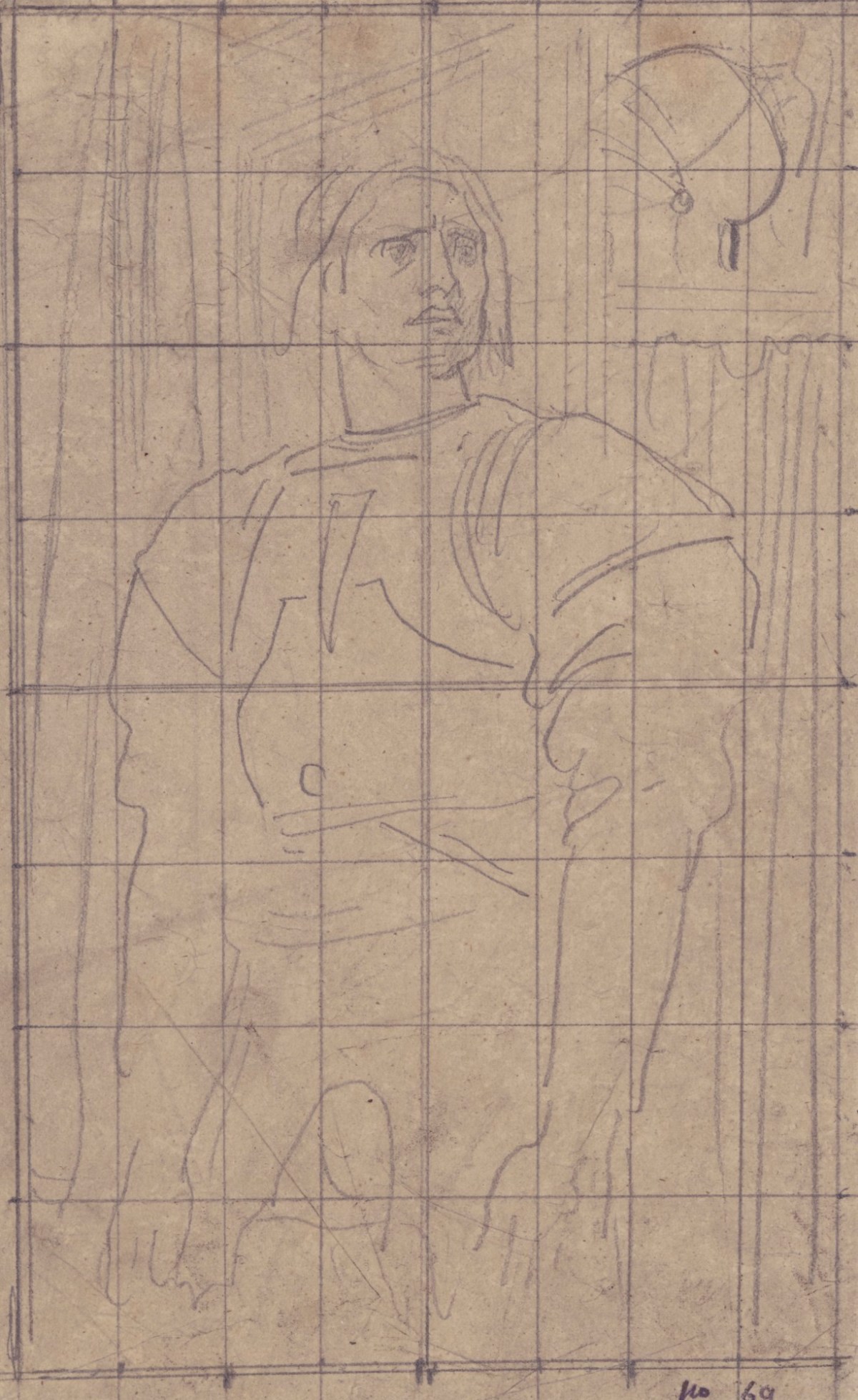 Lord Leighton PRA, Squared up tracing for 'A Condottiere'