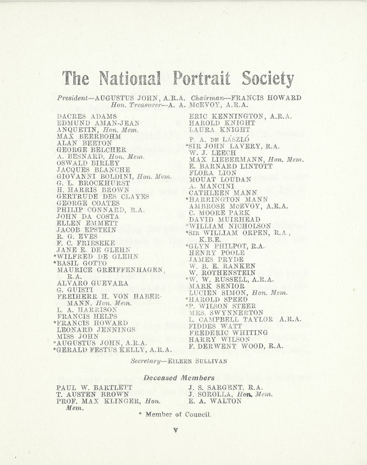 1925 International Society of Sculptors, Painters & Gravers 29th