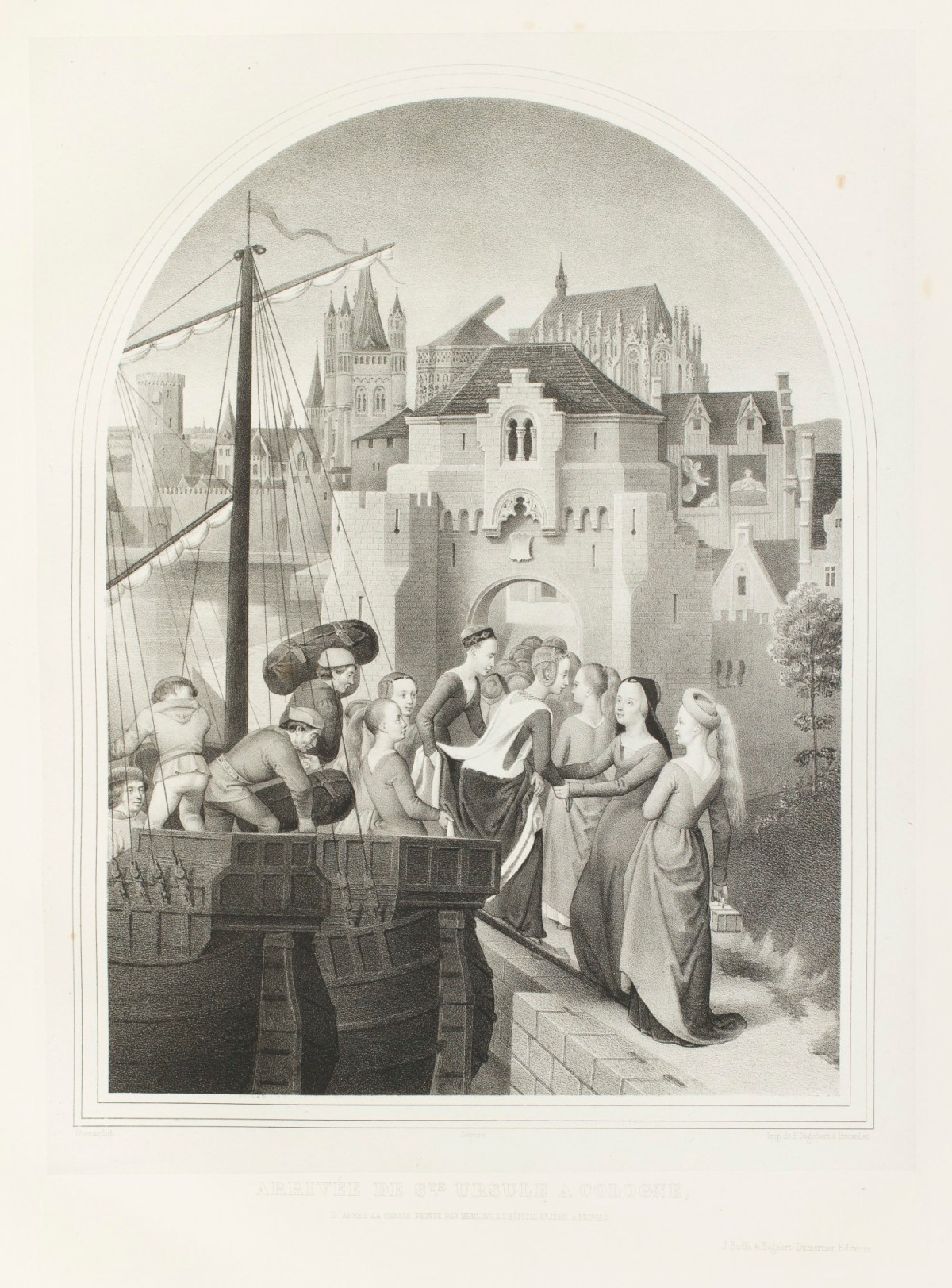 Hans Memling, 'Arrivée de Ste Ursule a Cologne.'