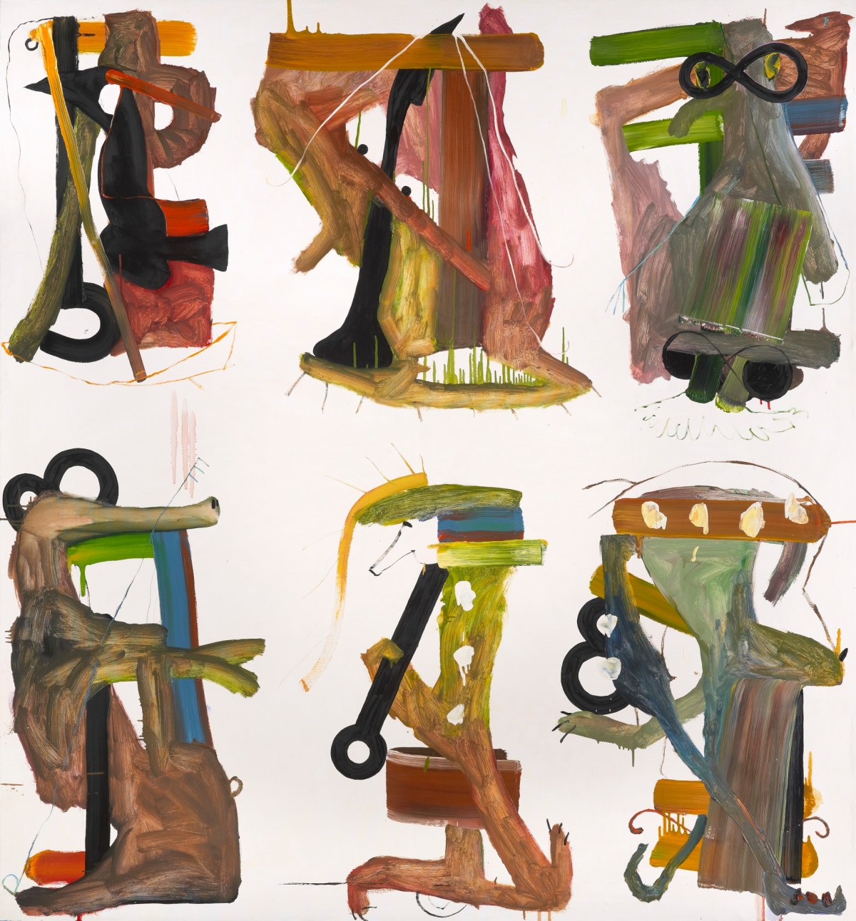 Fiona Rae RA, Untitled (six on brown)