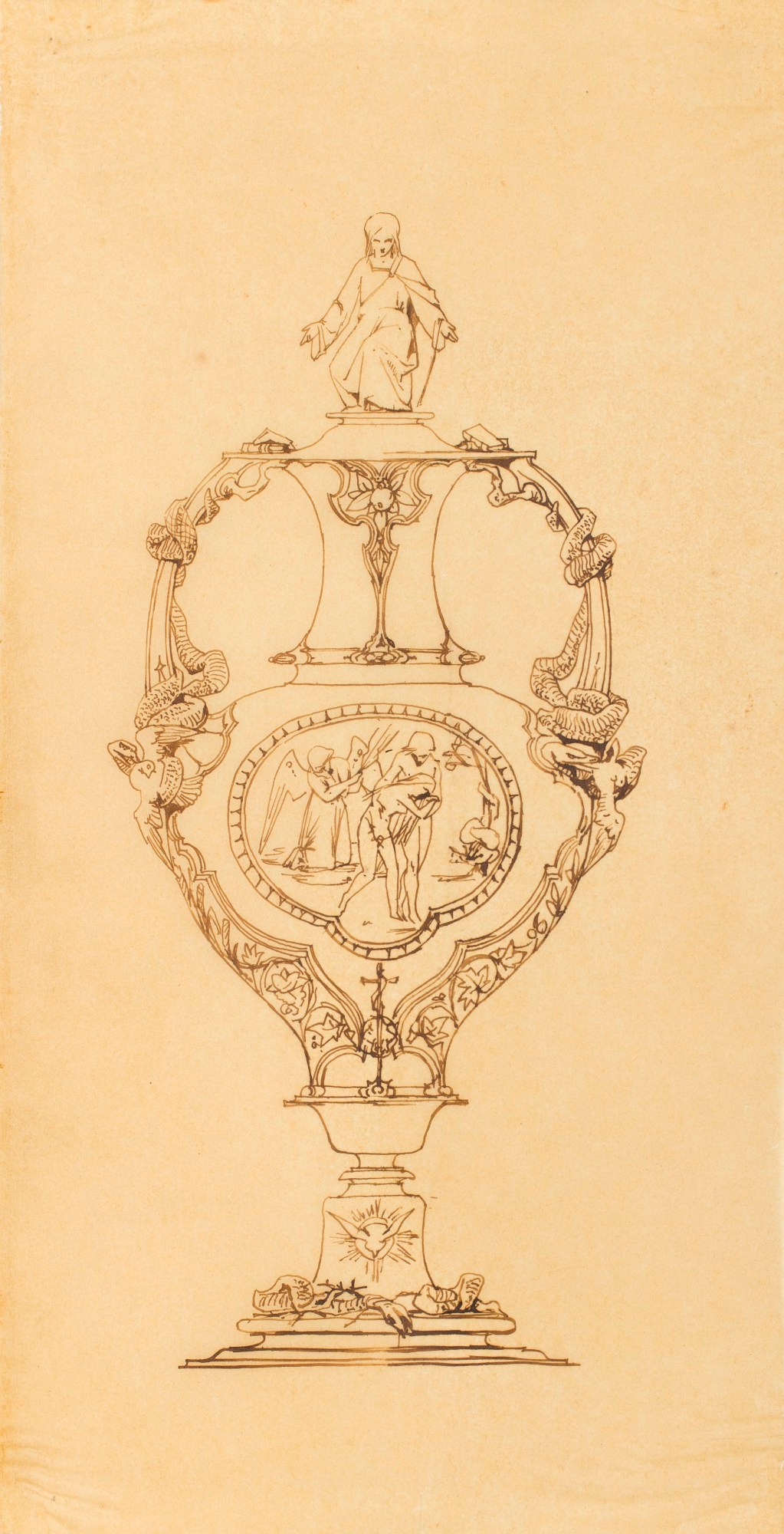 Henry Hugh Armstead RA, Design for a silver cup with depictions of Adam and Eve