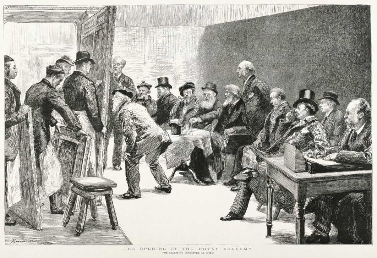 Charles Paul Renouard, The Opening of the Royal Academy. The Selecting Committee at Work