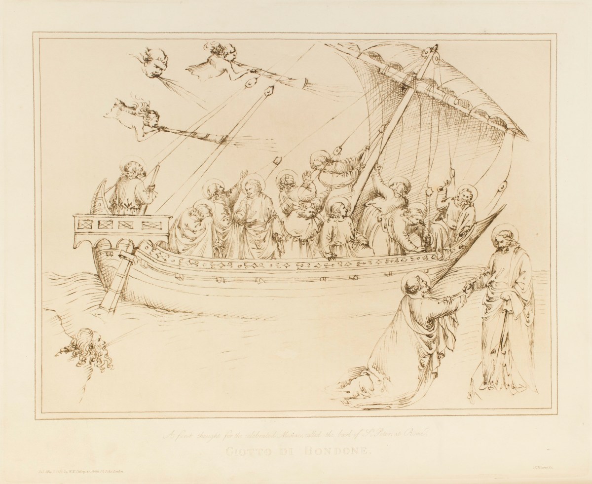 J. Vivares, 'A first thought for the celebrated Mosiac (sic) called the bark of St. Peter at Rome' , after a drawing attributed to Giotto di Bondone