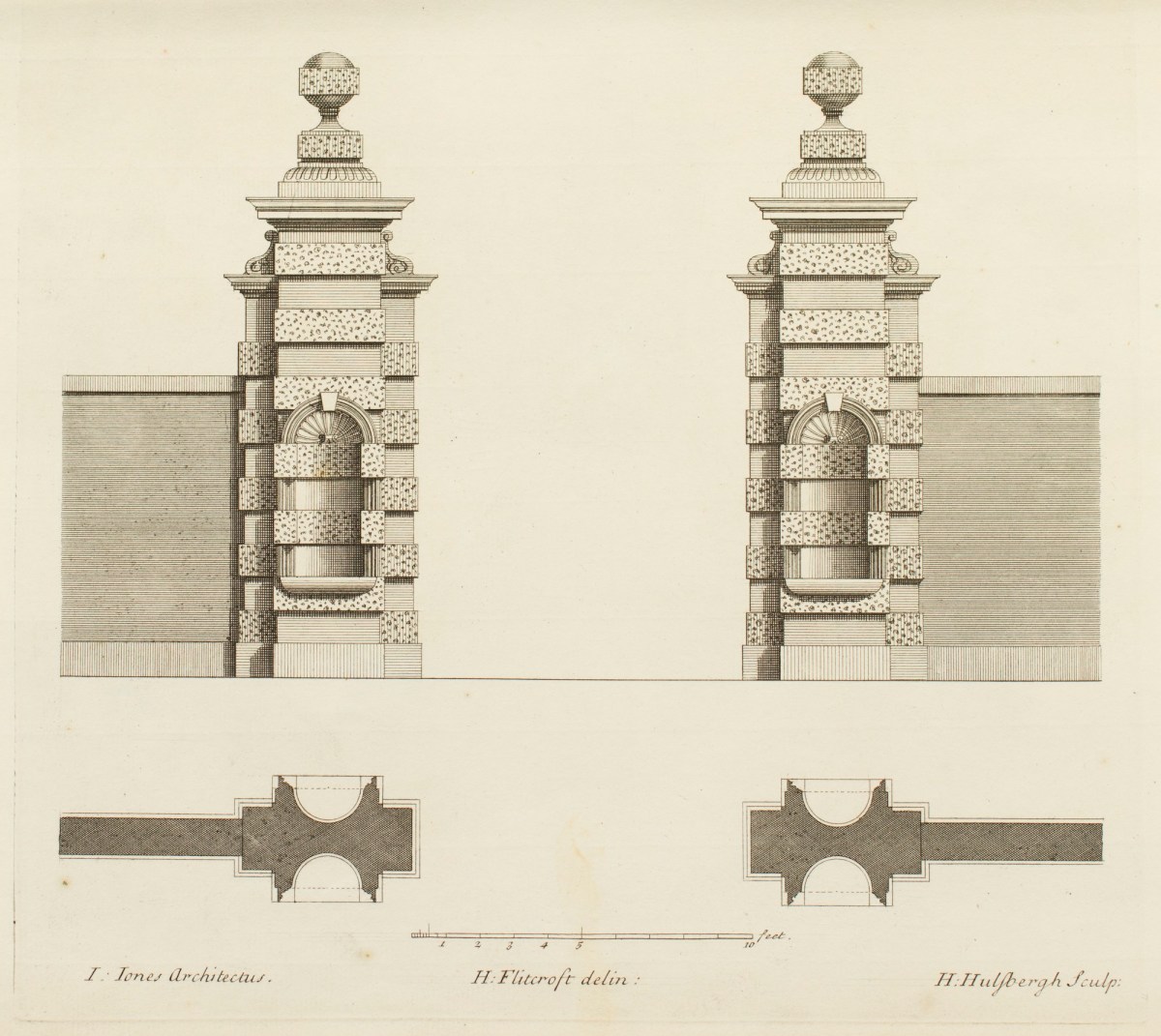 Inigo Jones, Rustic piers with niches