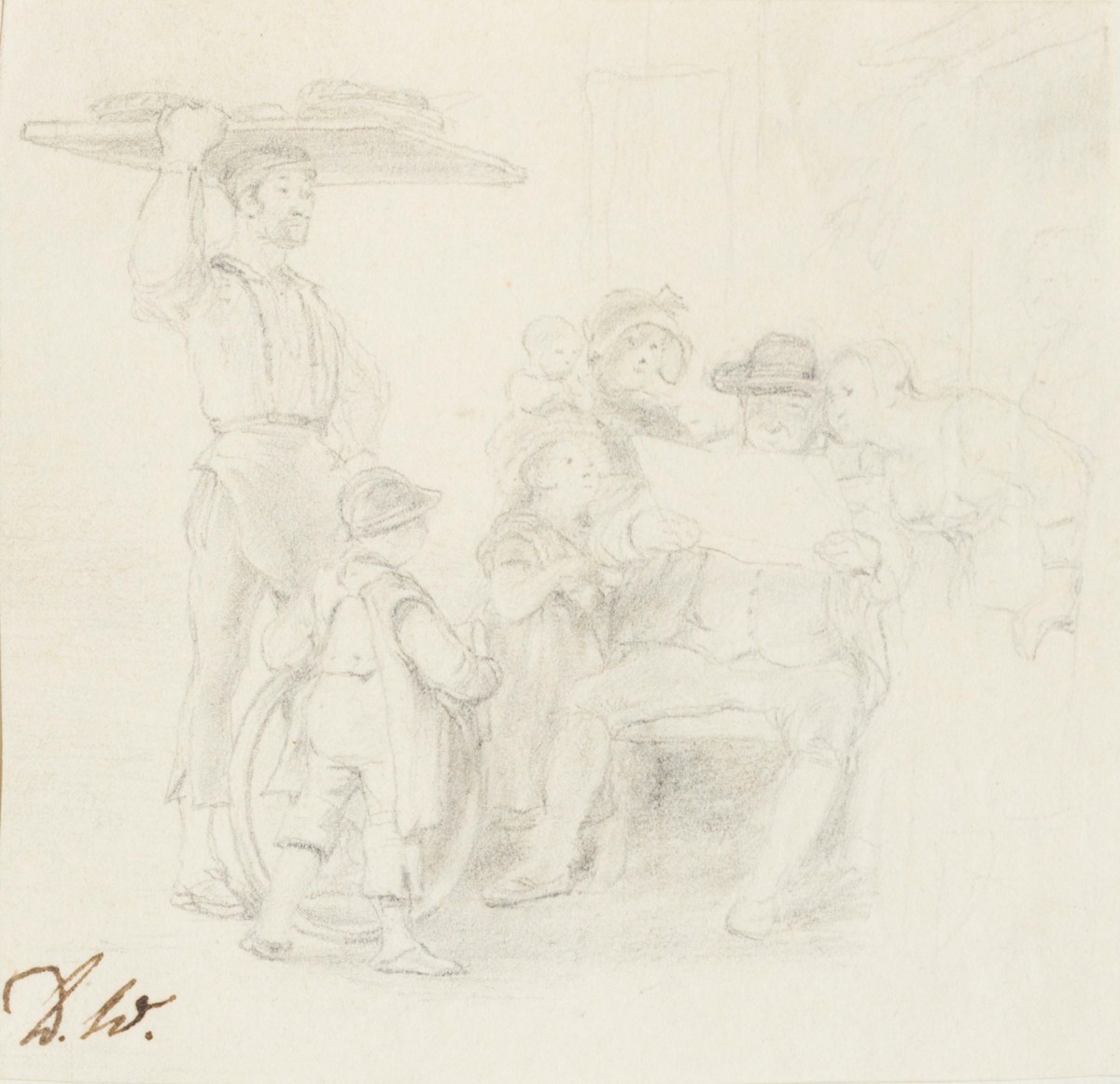 Sir David Wilkie RA, Study for 'Reading the News'