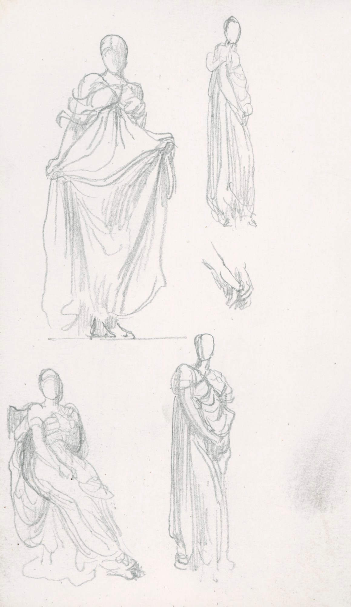 Lord Leighton PRA, Four sketches of a standing woman, including one for 'Clytemnestra'