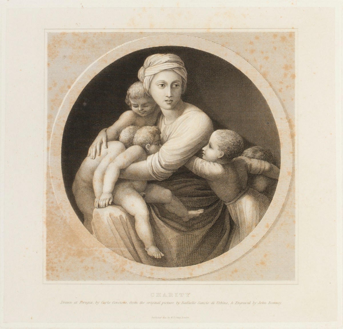 John Romney, 'Charity' after a drawing by Carlo Cencione from a painting by Raffaello Sanzio