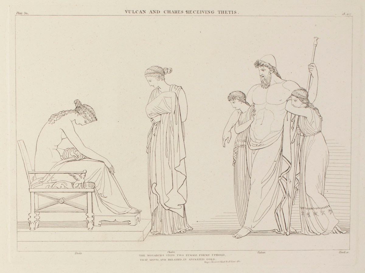 John Flaxman RA, Vulcan and Chares Receiving Thetis