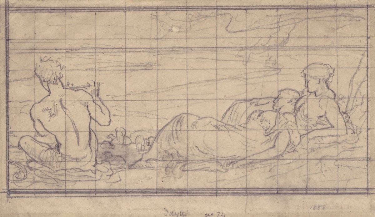 Lord Leighton PRA, Squared up tracing for 'An Idyll'