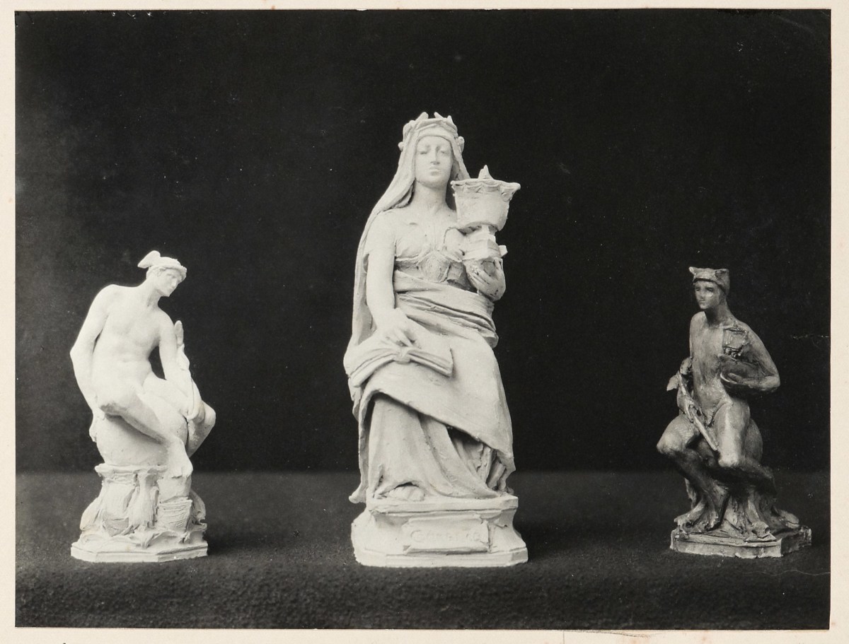Unidentified photographer, Three sketch figures for the Bothwell Buildings