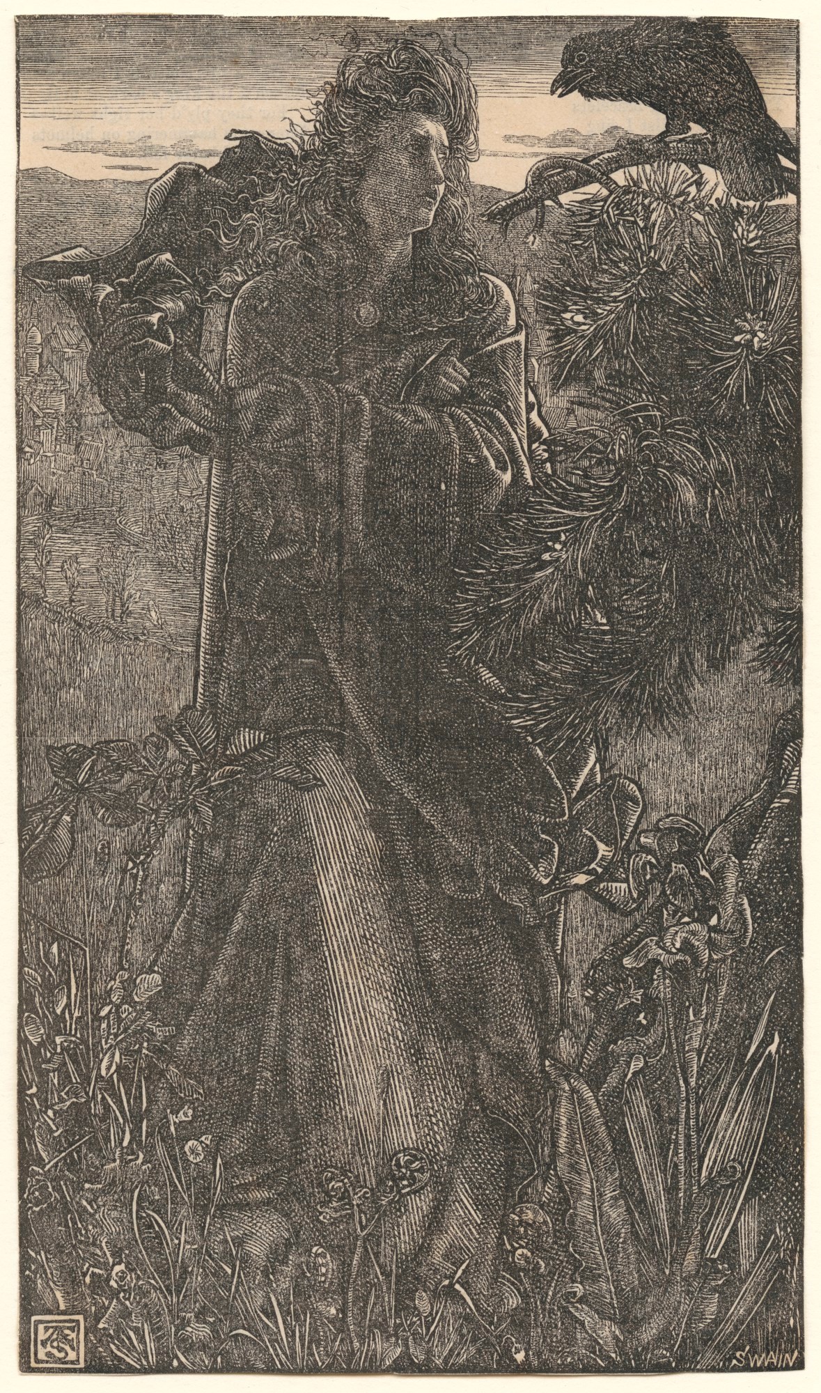 The Valkyrie And The Raven Harald Harfagr Wood Engraving After
