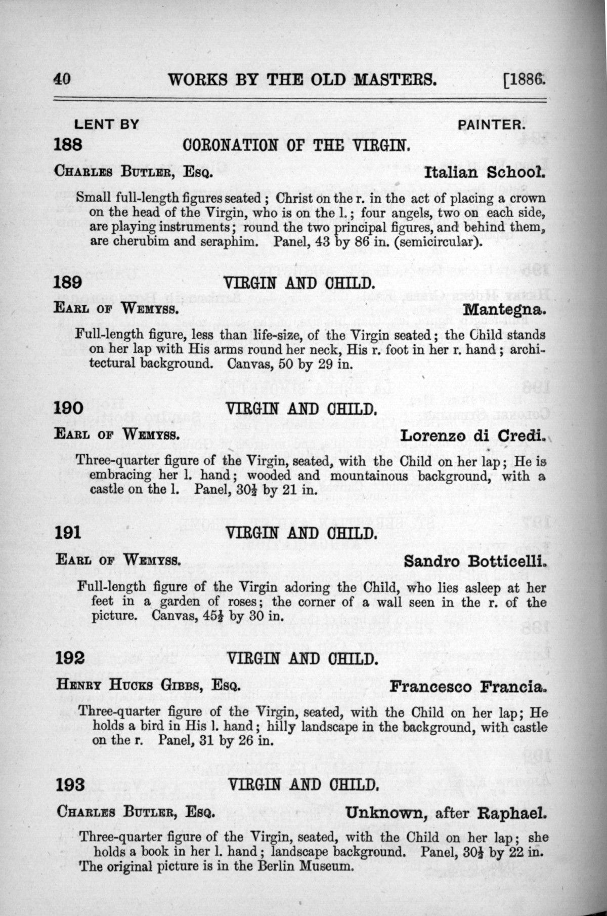 Page 40 of 1886 - Old Masters, deceased masters of the British School, Joseph Wright of Derby ARA and J.M.W. Turner RA