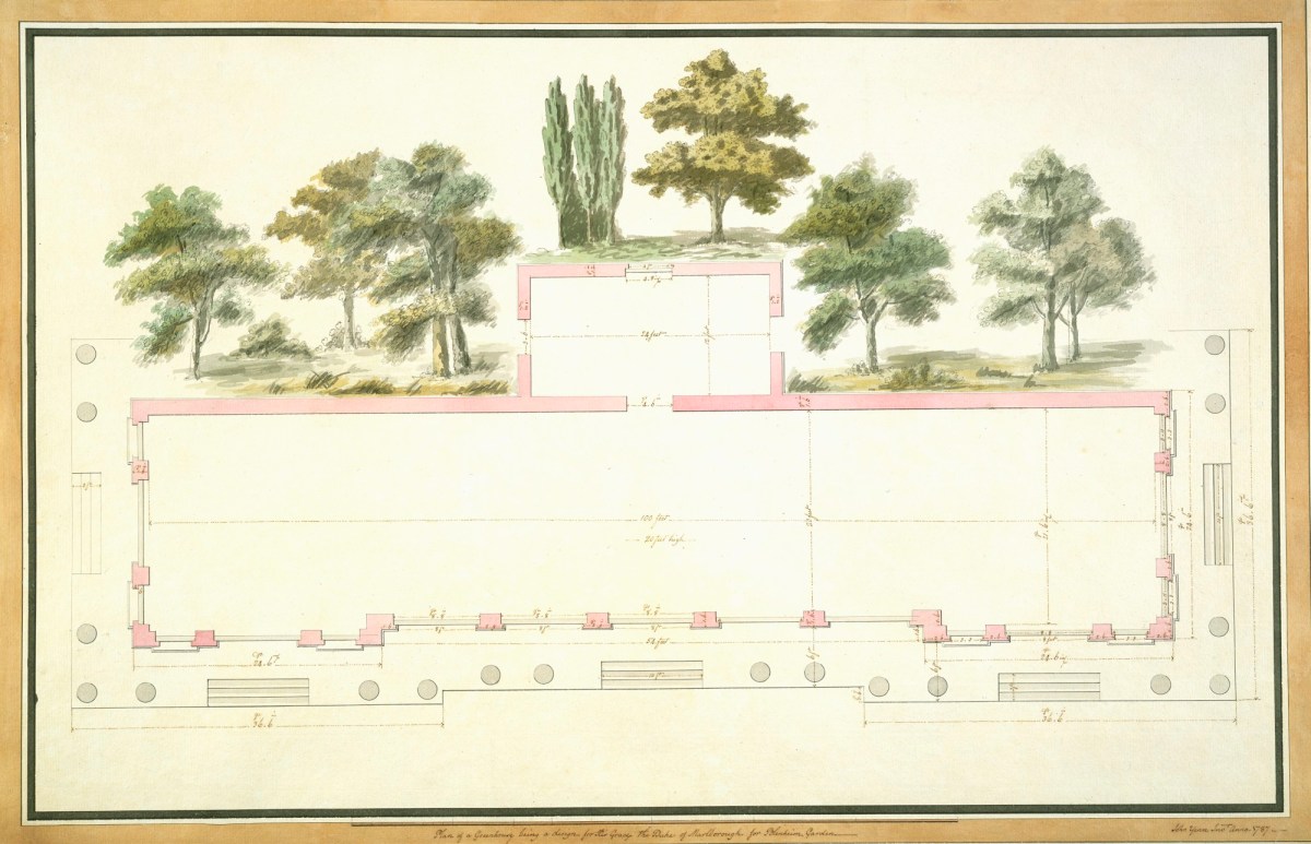 John Yenn RA, Design for greenhouse, Blenheim Palace, Oxfordshire: plan