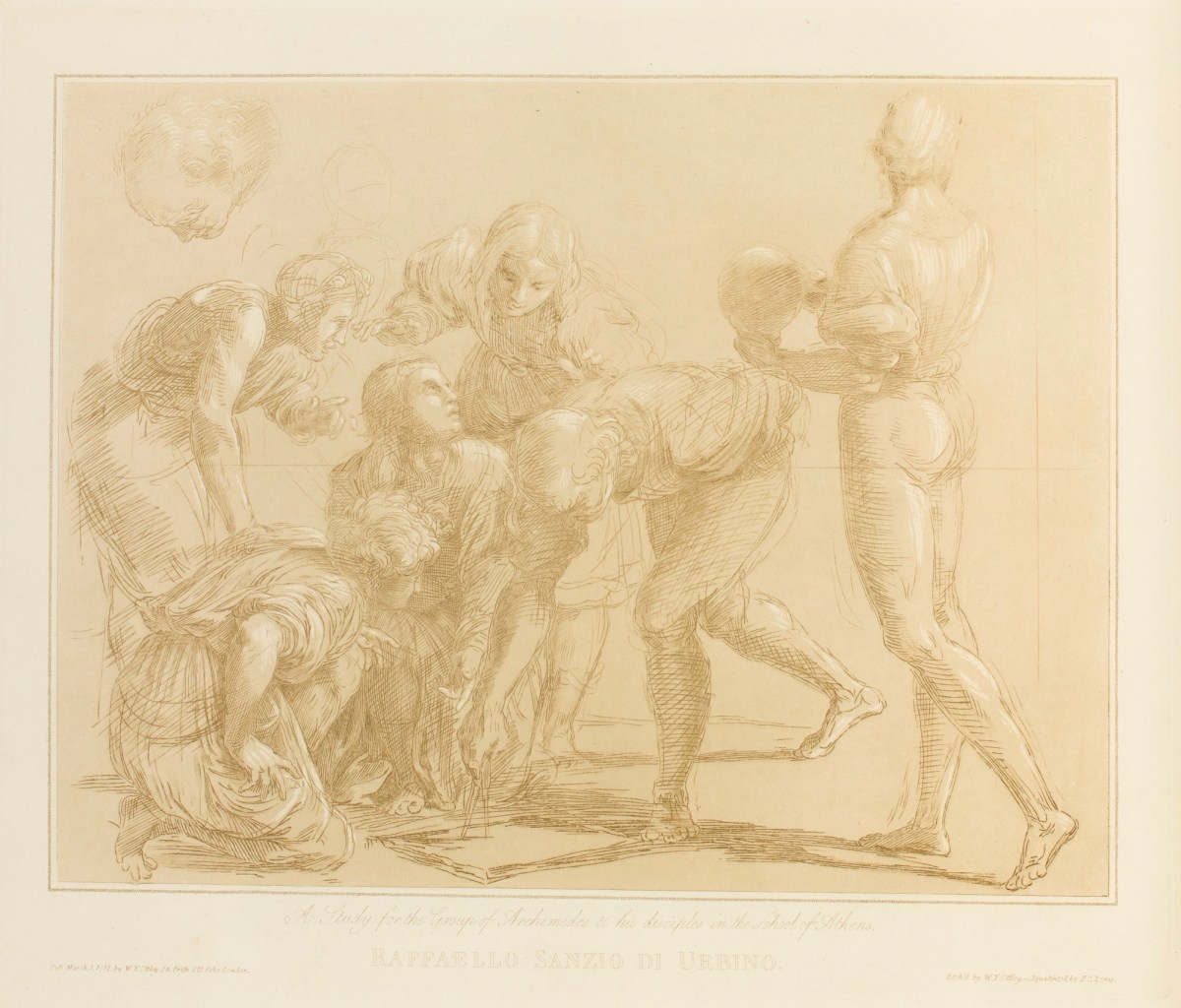 Frederick Christian Lewis Snr., 'A study for the group of Archimedes & his disciples in the School of Athens' after a drawing attributed to Raffaello Sanzio