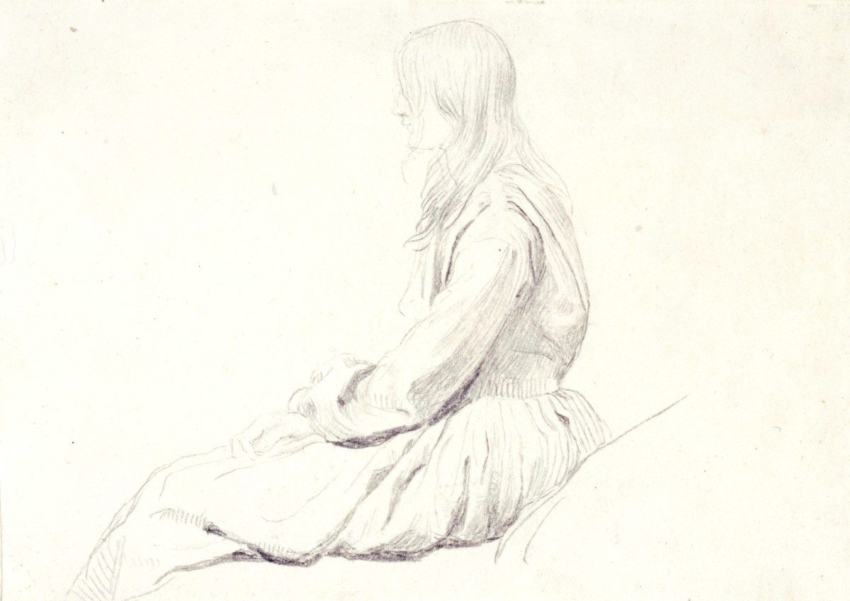 George Frederic Watts RA, A seated girl, in profile, possibly Adeline Jackson