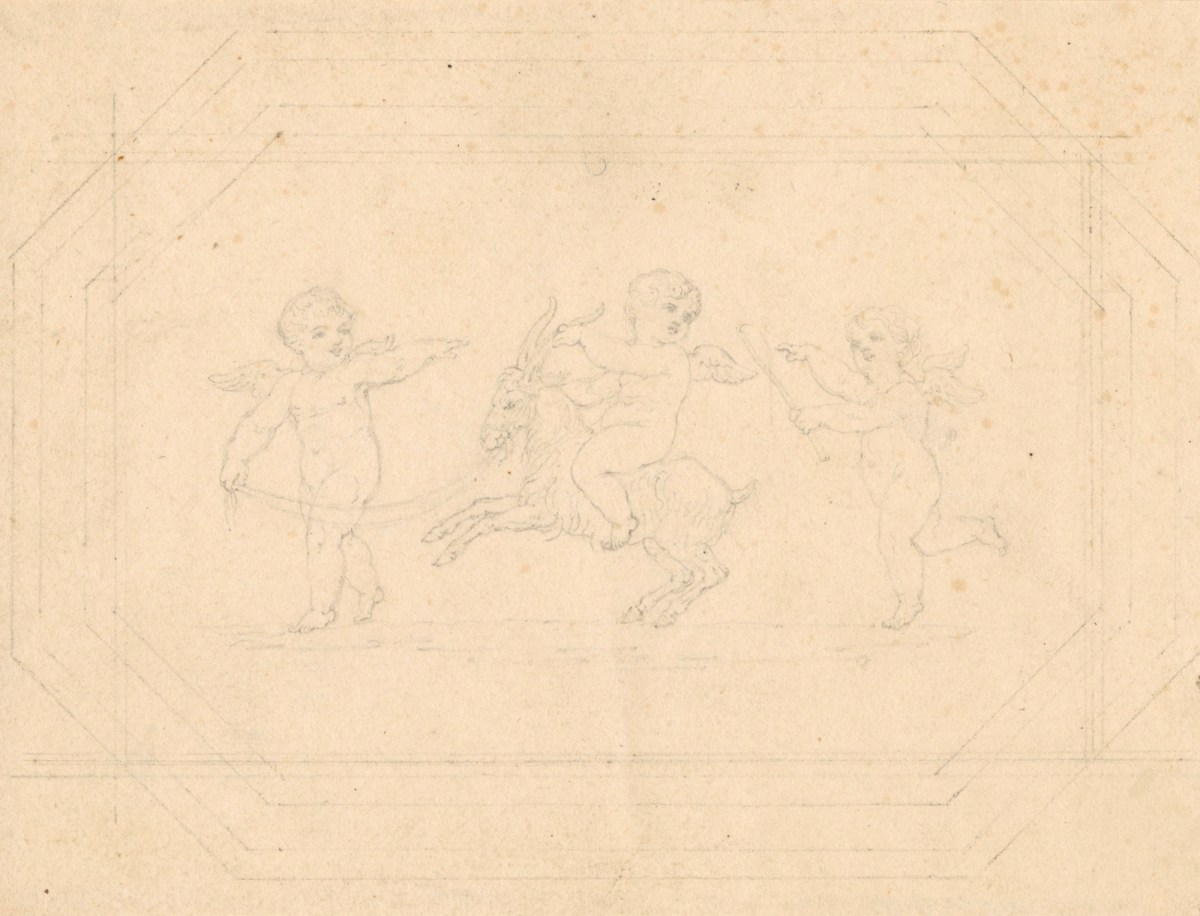 Thomas Uwins RA, Three cherubs - one riding a goat