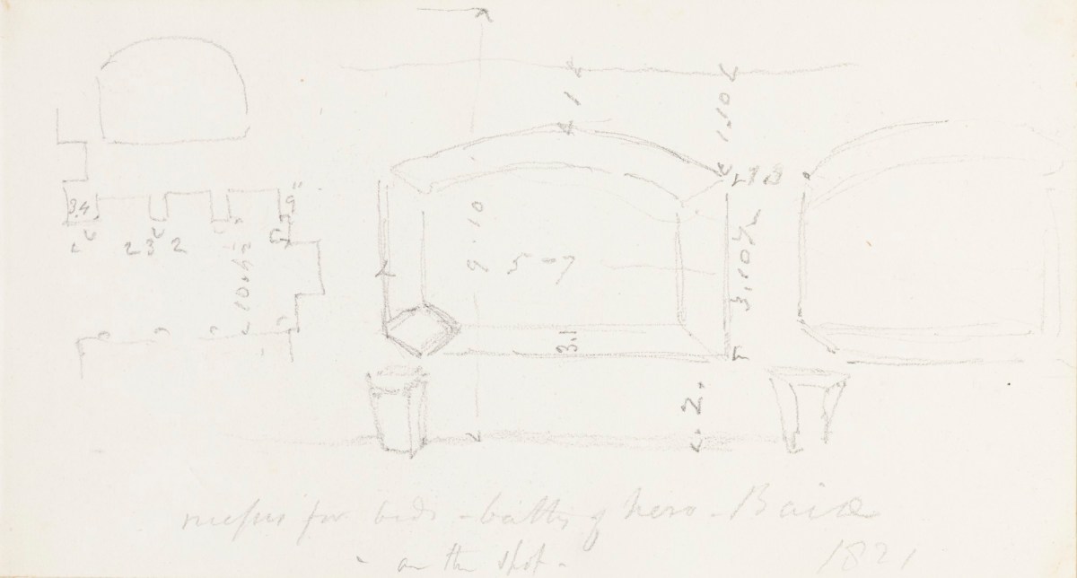 Richard Westmacott the Younger RA, Pencil diagram of part of the Baths of Nero, Baiae