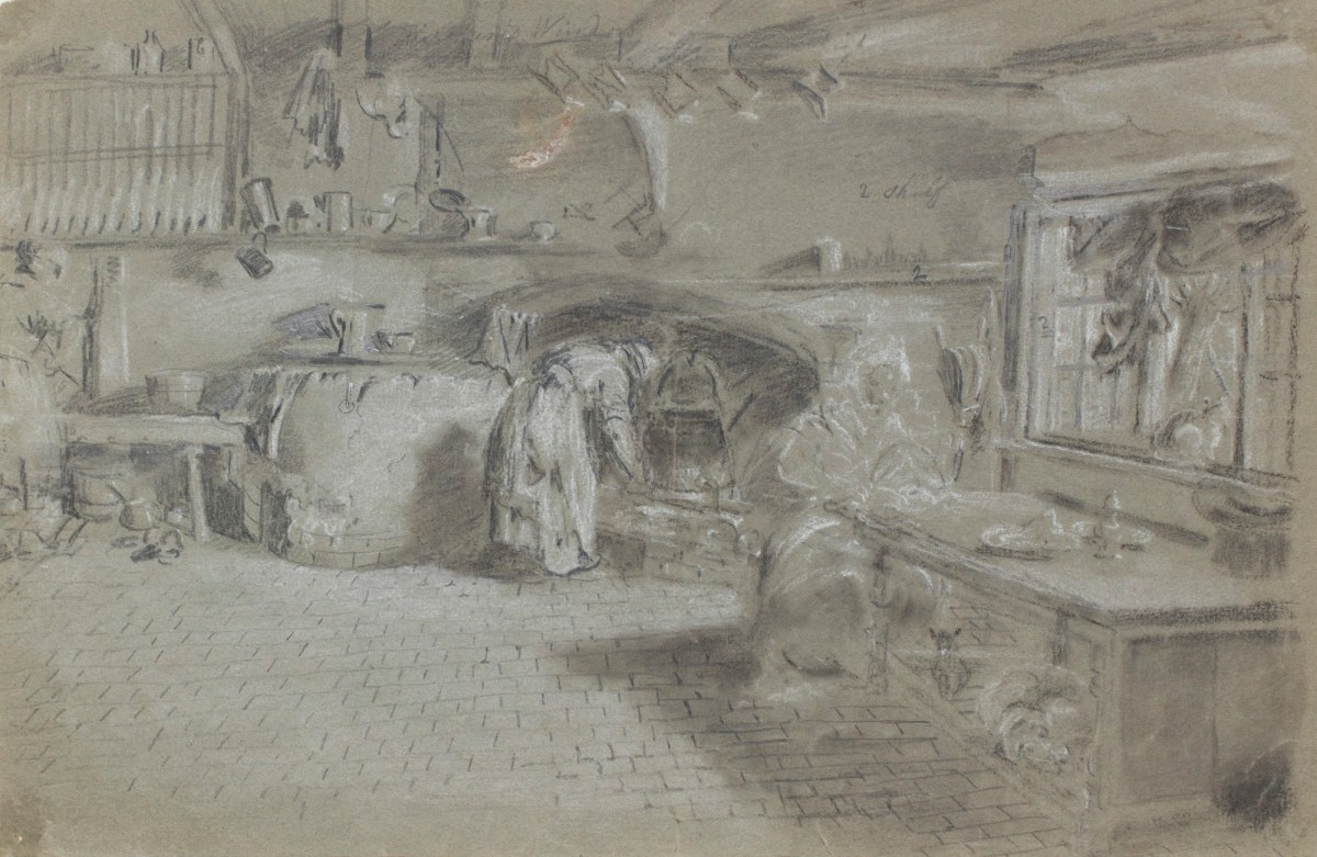 Philip Reinagle RA, Drawing of the interior of a house in Reading