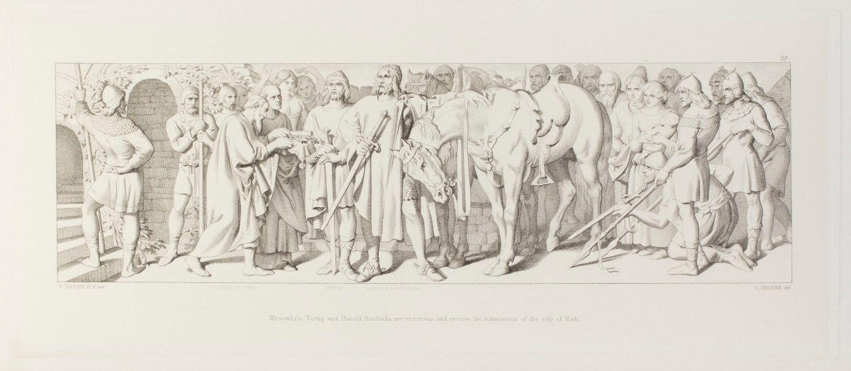 Daniel Maclise RA, Meanwhile, Tostig and Harold Hardrada are victorious, and receive the submission of the city of York