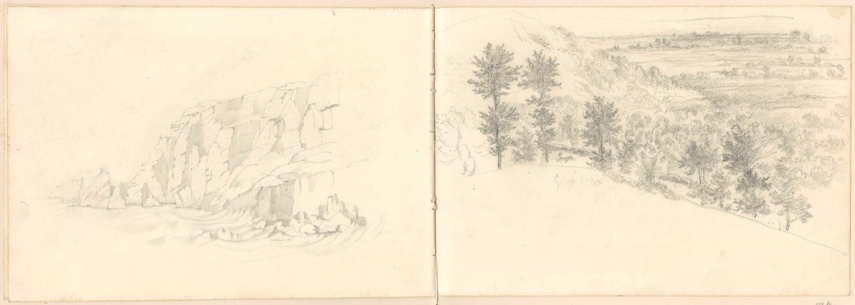 Oriana Georgiana Reinagle, Four pages of a travel sketchbook