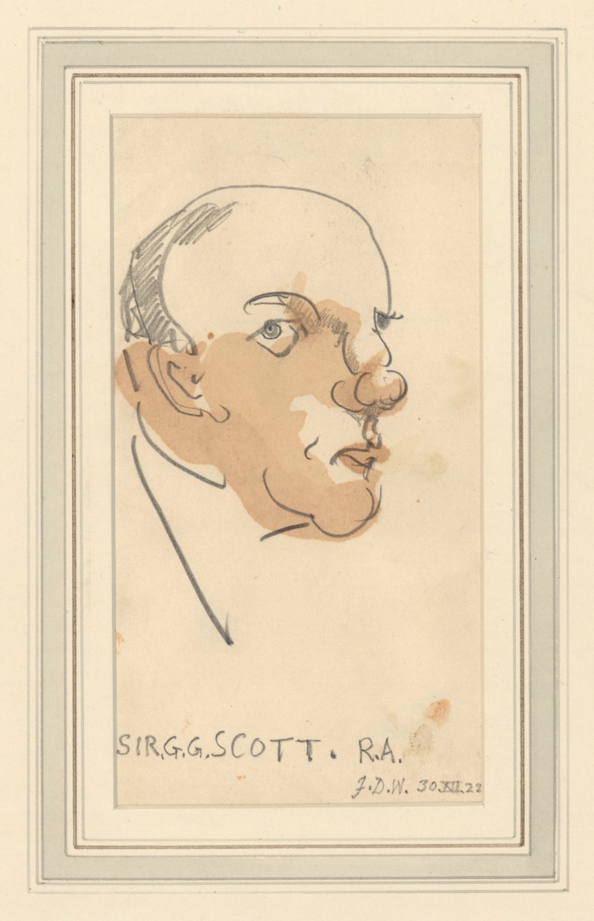 Francis Derwent Wood RA, Caricature of Sir G. G. Scott, R.A.