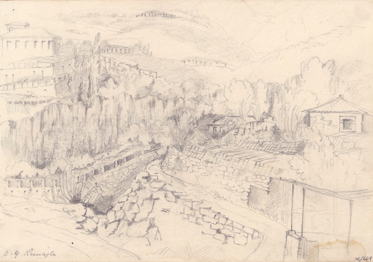 Oriana Georgiana Reinagle, Landscape with trees, walls and houses