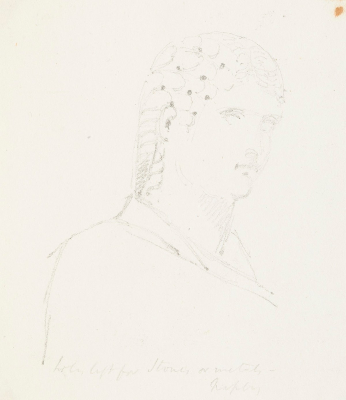 Richard Westmacott the Younger RA, Pencil sketch of the head of a Classical sculpture of a male figure