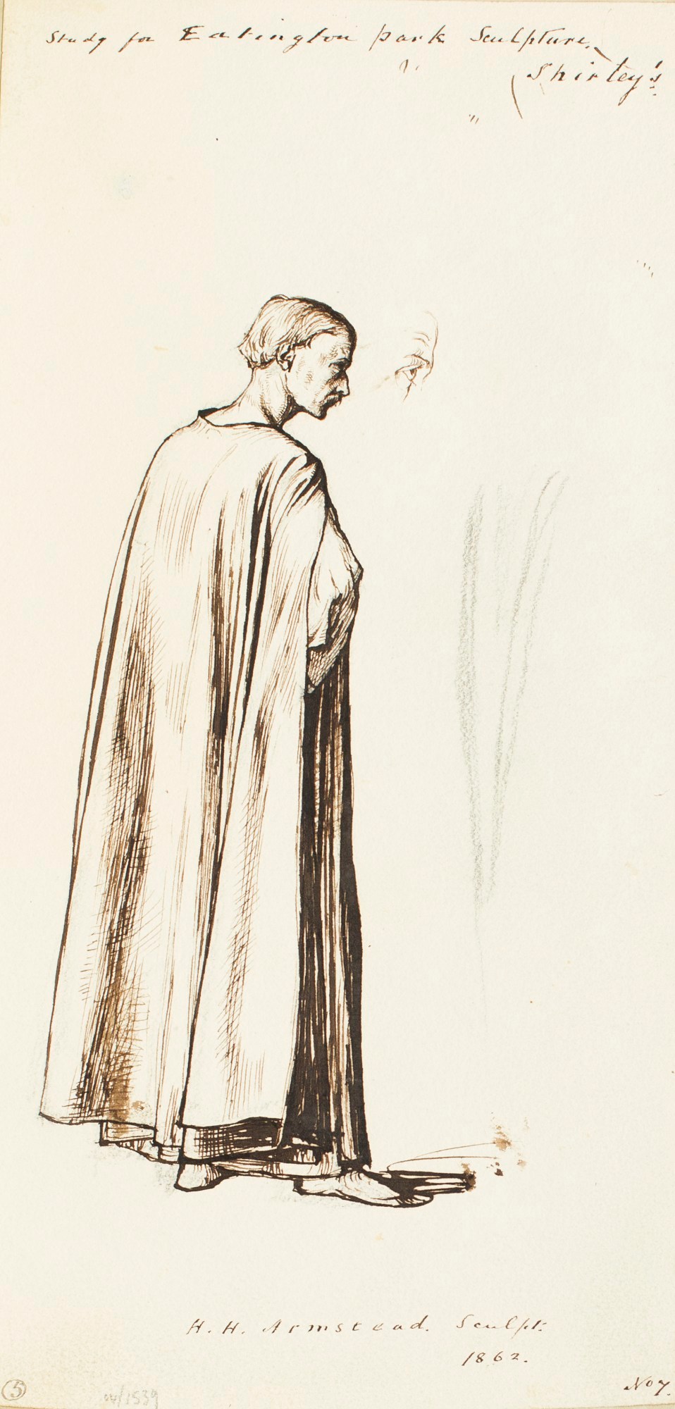 Henry Hugh Armstead RA, Study of a standing figure, for the 'History of the Shirleys' reliefs