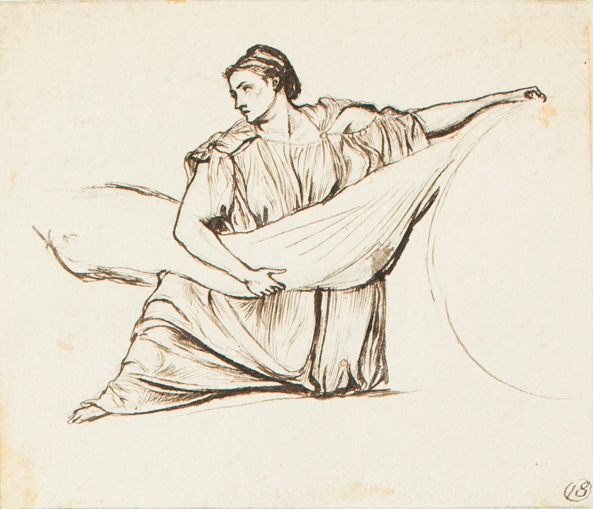Henry Hugh Armstead RA, Study of a female figure holding a scroll for the 'Engineers Vase'