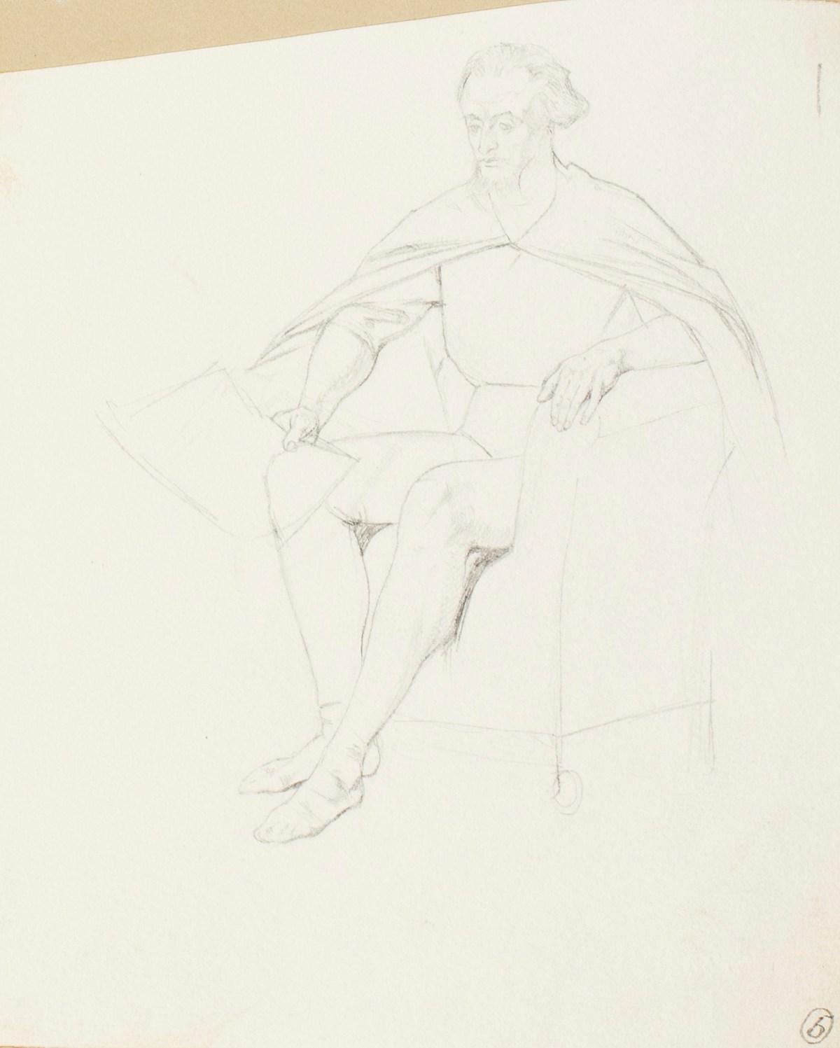 Henry Hugh Armstead RA, Seated male figure, for the 'History of the Shirleys' reliefs