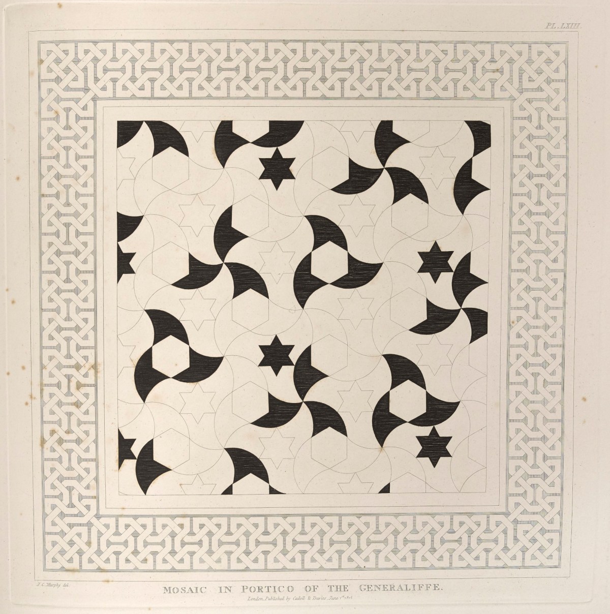 James Cavanah Murphy, Plate 58: Mosaic in Portico of the Generaliffe, Alhambra palace, Granada