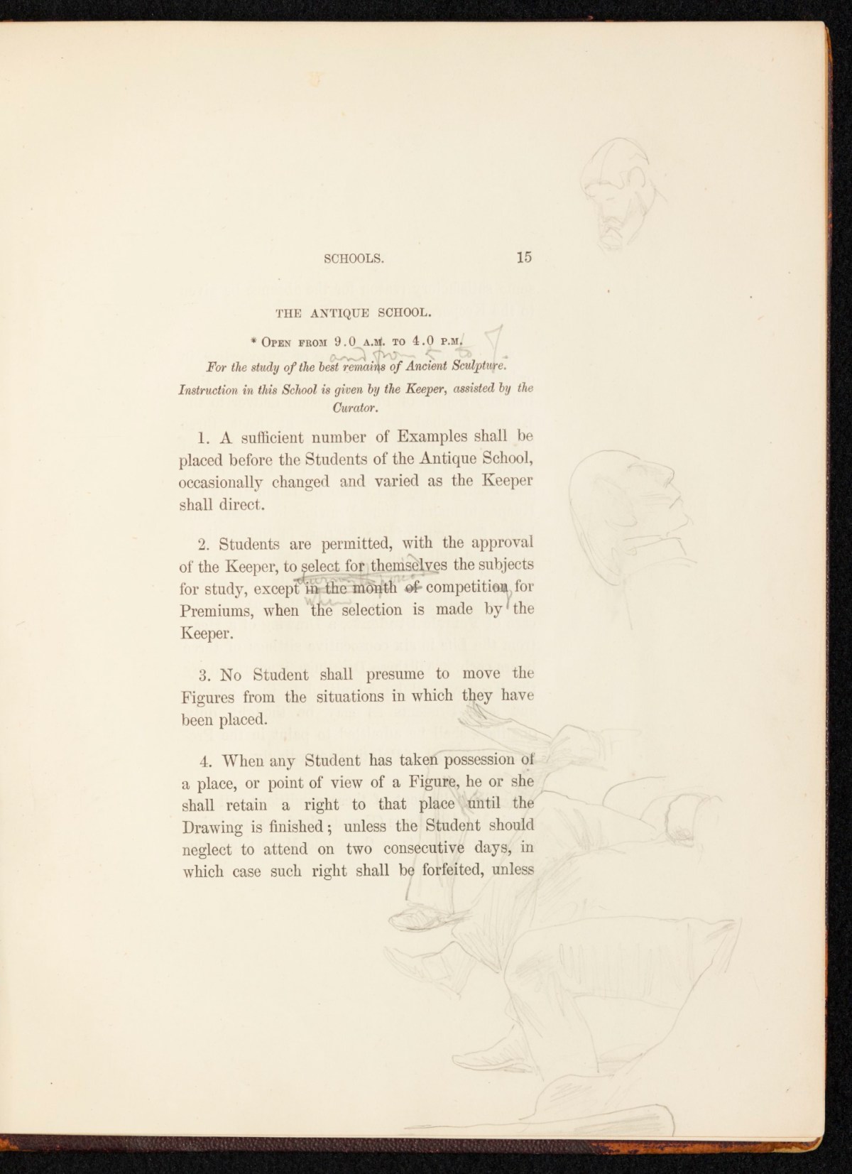 Sir Lawrence Alma-Tadema RA, A copy of the RA Laws as relating to the Schools, annotated and with sketches by Alma-Tadema