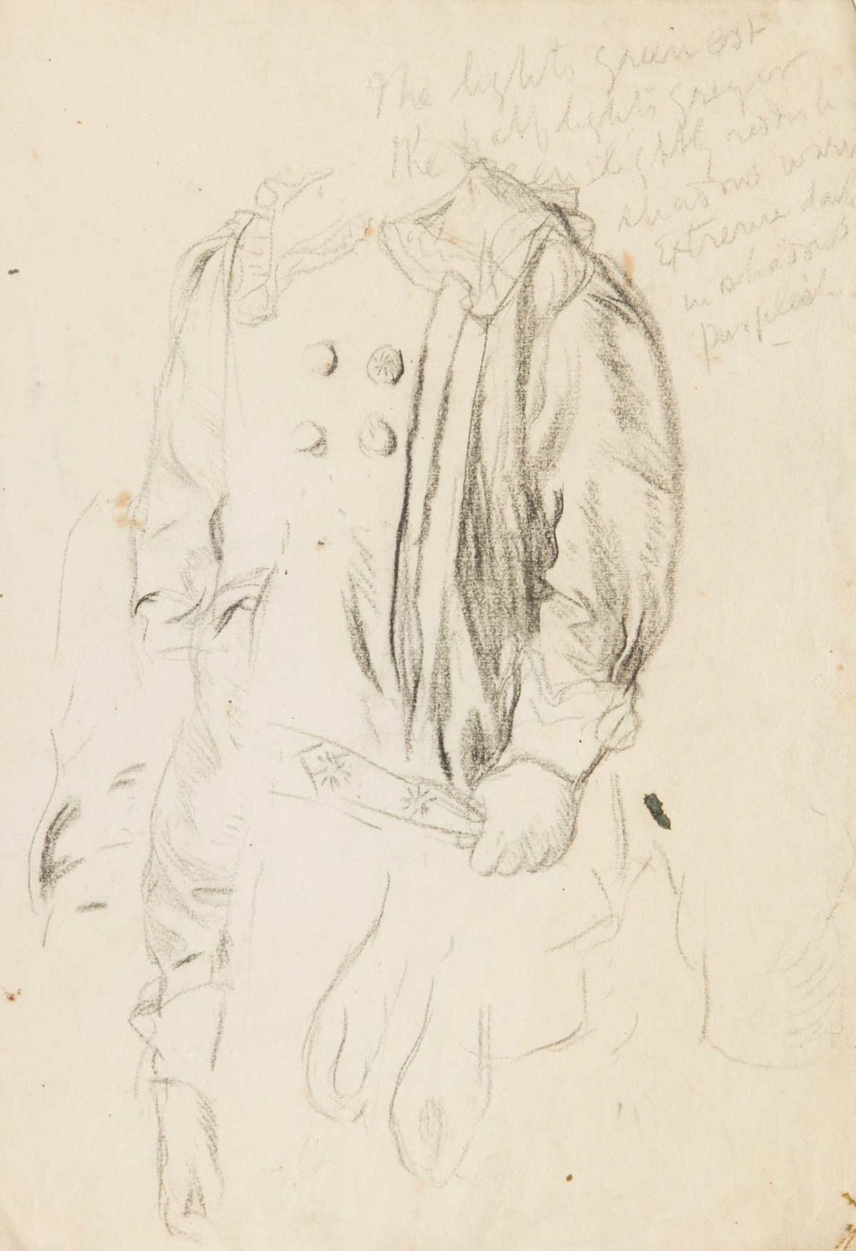 Sir George Clausen RA, Study of costume and left arm for the portrait of Mervyn, son of Sir J. Herbert Roberts Bt.
