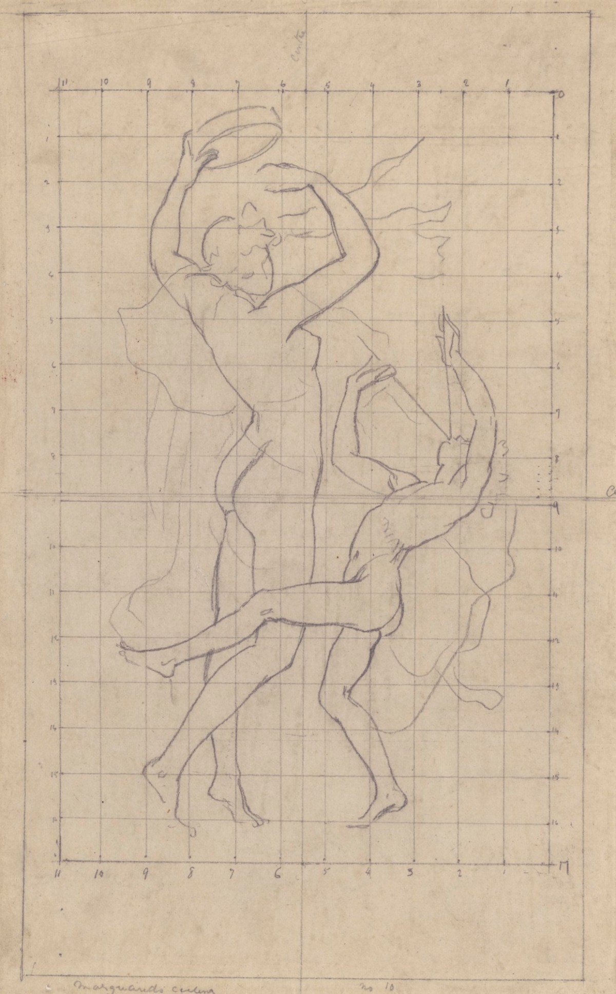 Lord Leighton PRA, Squared up tracing for the figure of Terpsichore (Marquand's Music Room ceiling)