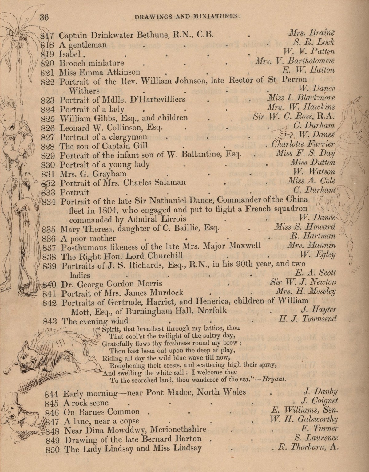 Richard Doyle, Page from the catalogue of the 1850 Royal Academy annual exhibition, with drawings