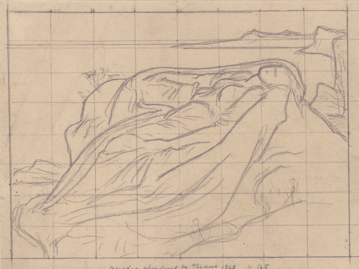 Lord Leighton PRA, Squared up tracing for 'Ariadne Abandoned by Theseus'